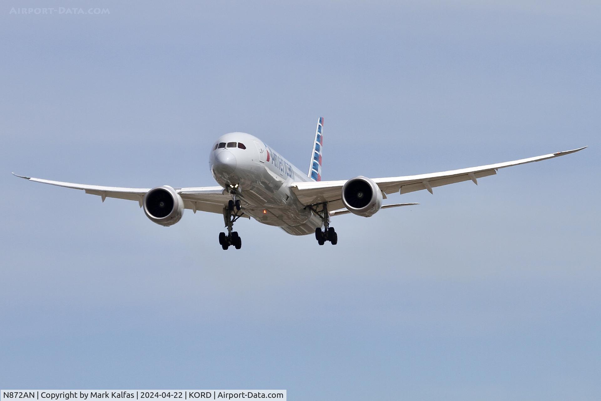 N872AN, 2020 Boeing 787-8 Dreamliner C/N 65992, B788 American Airlines Boeing 787-8 Dreamliner N872AN arriving 28C KORD