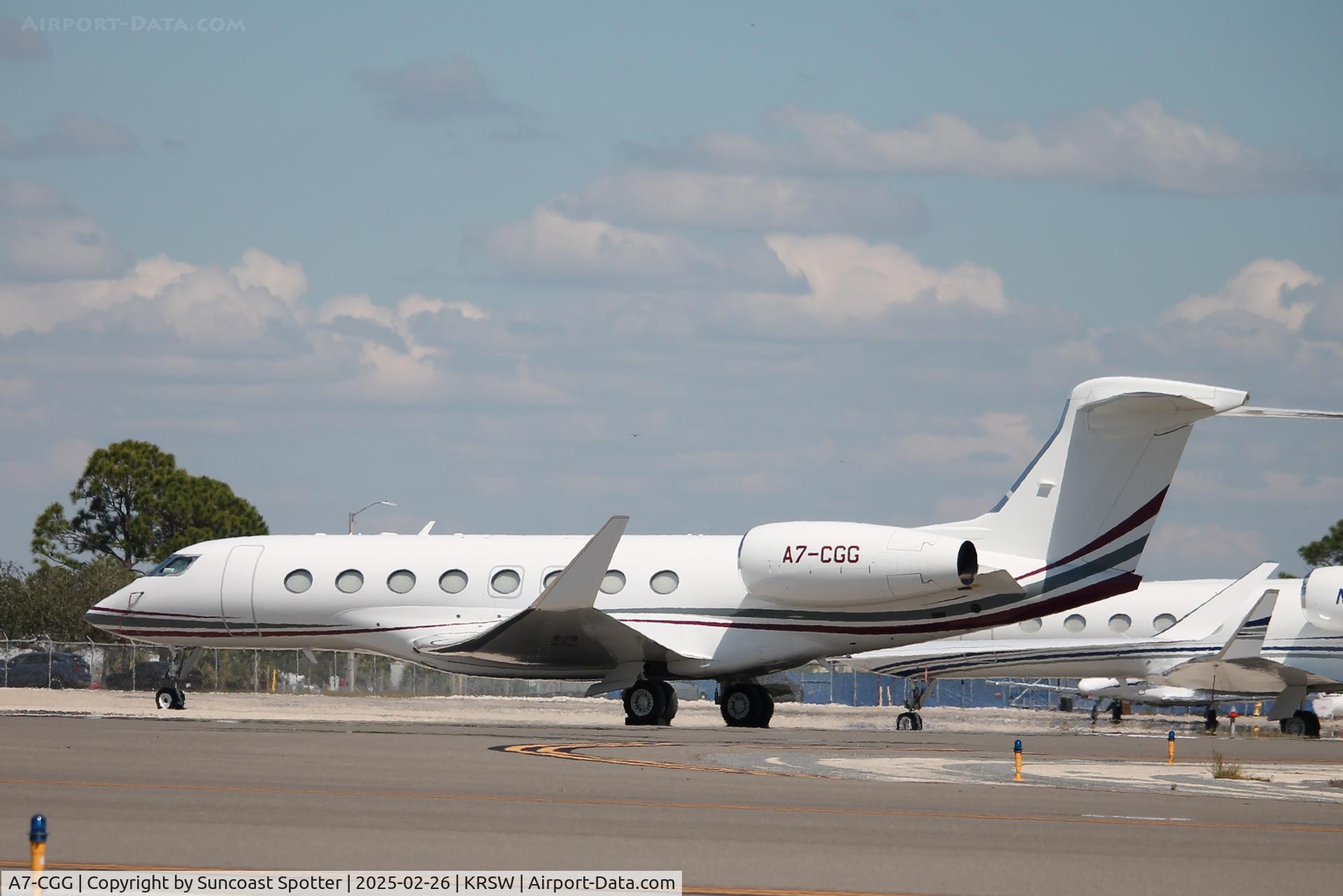 A7-CGG, 2019 Gulfstream G-VI (G650ER) C/N 6401, Qatar Executive G650 parked on the Private Sky ramp at Southwest Florida International Airport