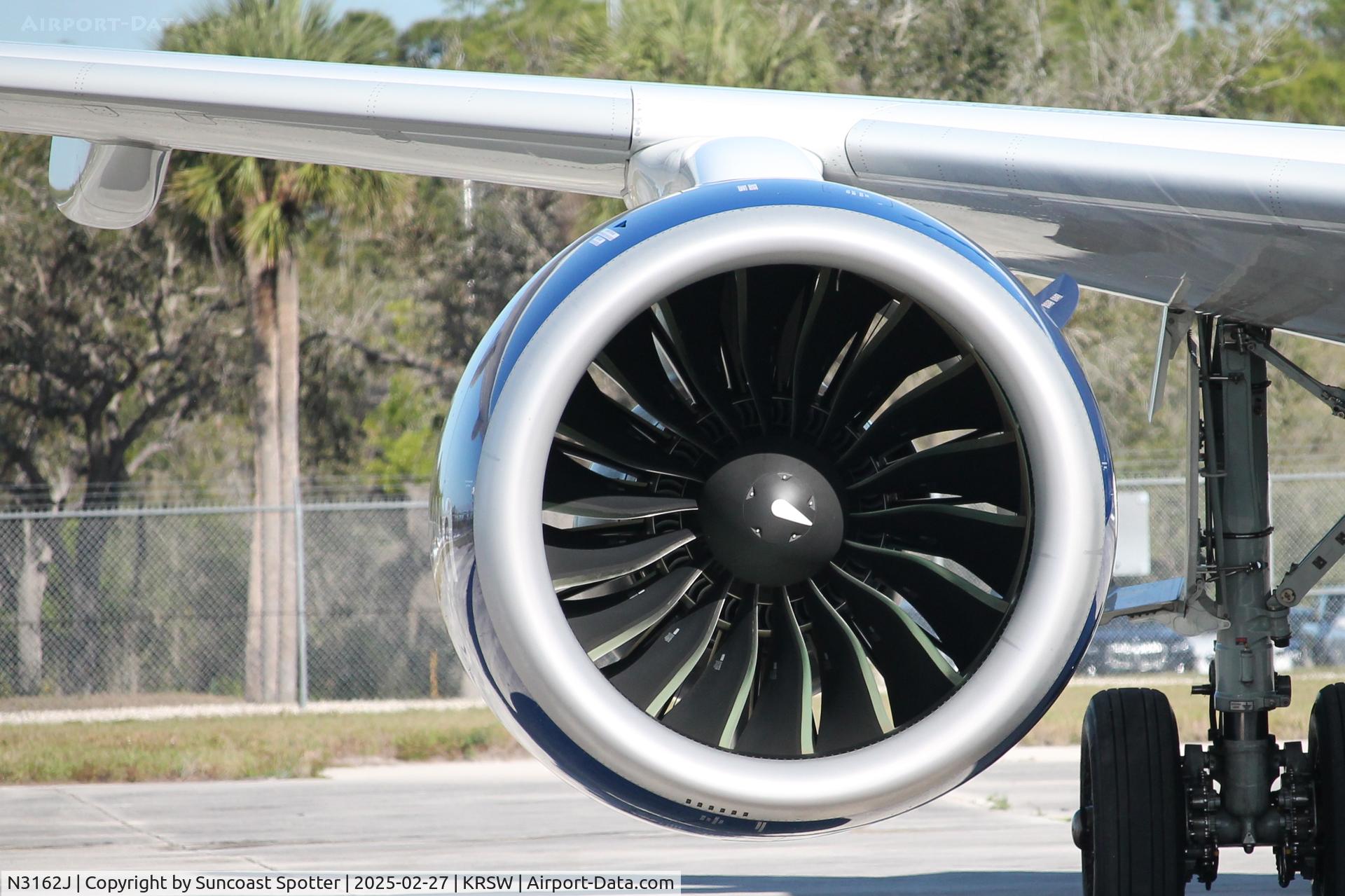 N3162J, 2024 Airbus A220-371 C/N 55265, JetBlue A220 parked on the north ramp at Southwest Florida International Airport