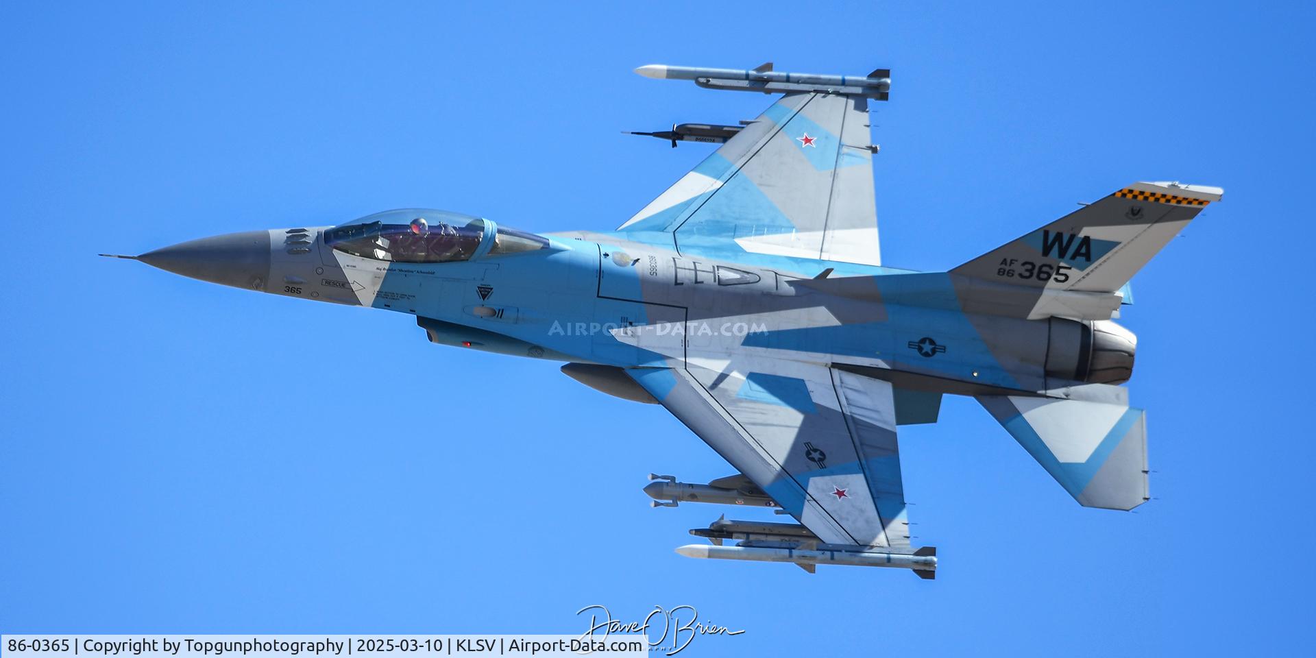 86-0365, 1986 General Dynamics F-16C C/N 5C-471, This Viper used to be with the 158th FW in VT, then moved to CO ANG a few years ago. Now being used with the 64th Aggressor Squadron at Nellis AFB.