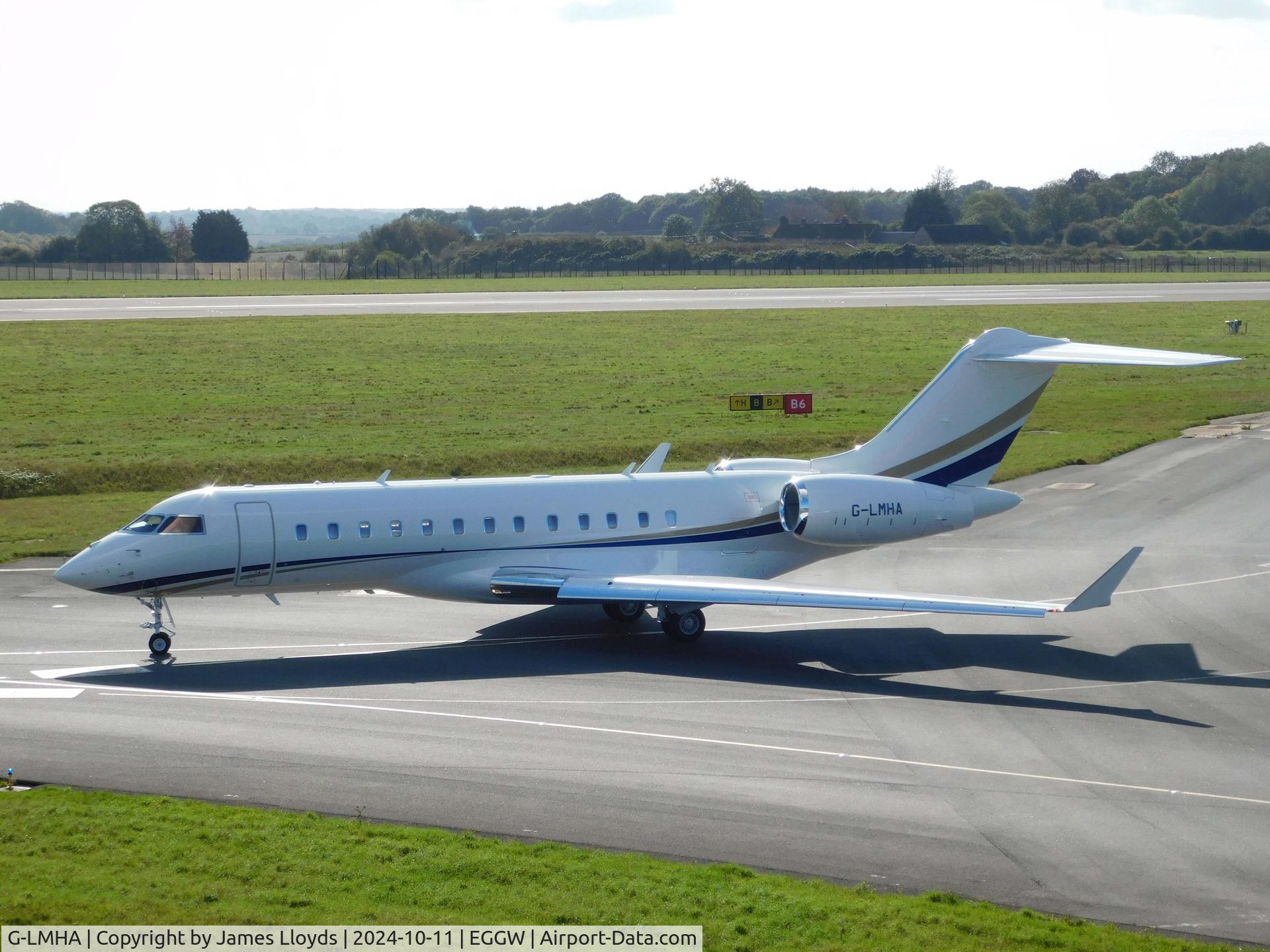 G-LMHA, 2024 Bombardier Global 6500 (BD-700-1A10) C/N 60132, Taxing in at Luton Airport.