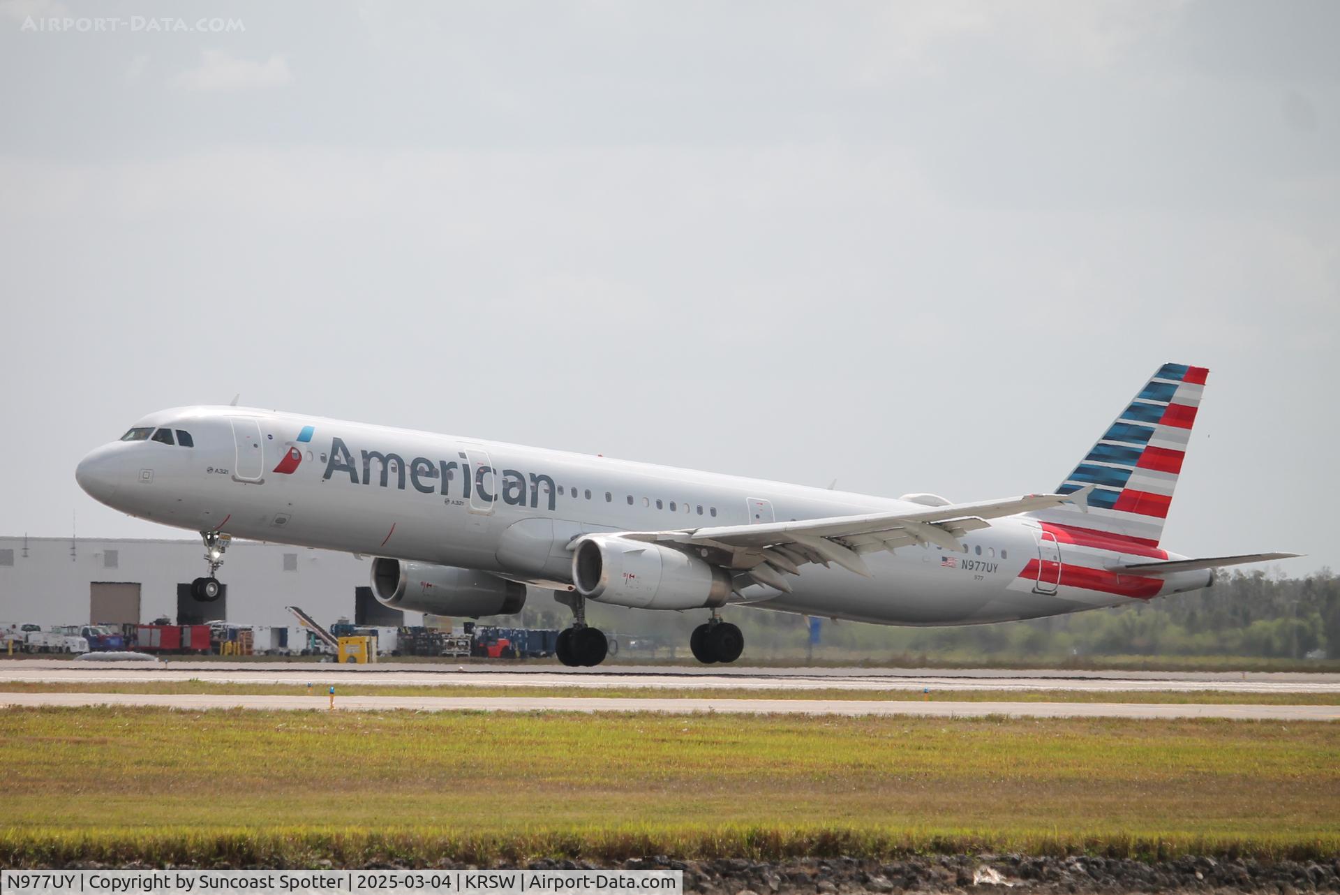 N977UY, 2012 Airbus A321-231 C/N 5409, American Flight 1094 arrives on Runway 6 at Southwest Florida International Airport following flight from Charlotte-Douglas International Airport