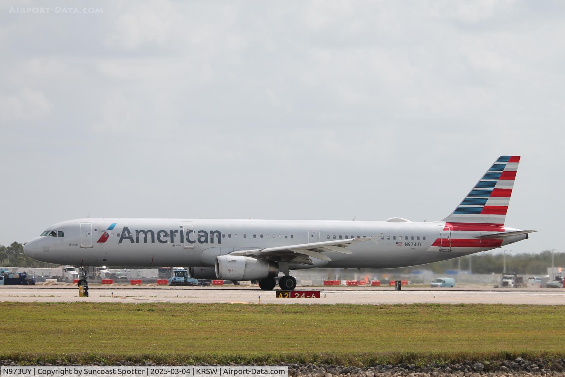 N973UY, 2011 Airbus A321-231 C/N 4893, American Flight 1929 departs Runway 6 at Southwest Florida International Airport enroute to enroute to Chicago-O’hare International Airport