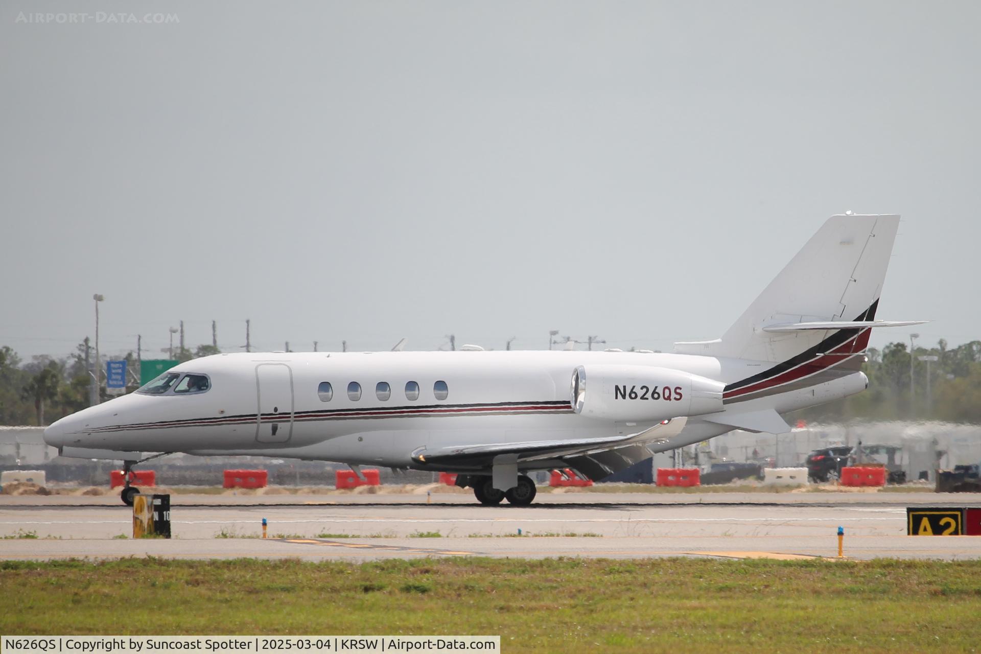 N626QS, 2018 Cessna 680A Citation Latitude C/N 680A-0164, NetJets Flight 626 arrives on Runway 6 at Southwest Florida International Airport following flight from Marsh Harbour Airport
