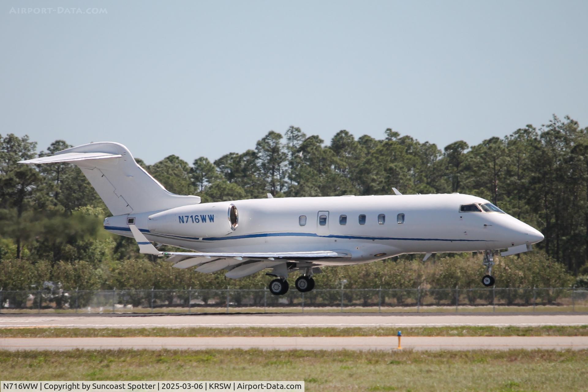 N716WW, 2007 Bombardier Challenger 300 (BD-100-1A10) C/N 20179, Challenger 716WW arrives at Southwest Florida International Airport following flight from St Louis-Downtown Airport