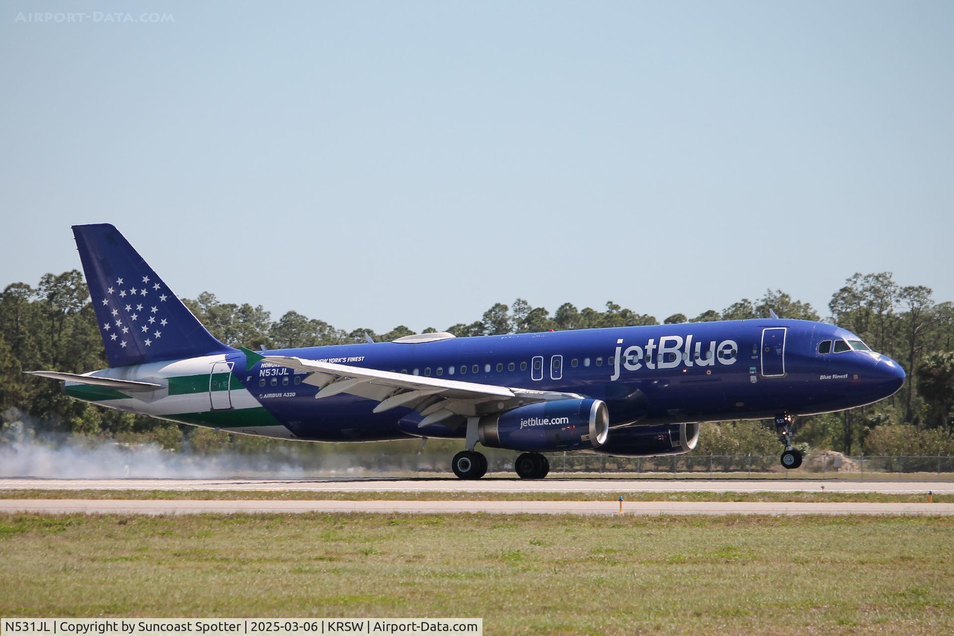 N531JL, 2001 Airbus A320-232 C/N 1650, JetBlue Flight 65 arrives at Southwest Florida International Airport following flight from Boston-Logan International Airport