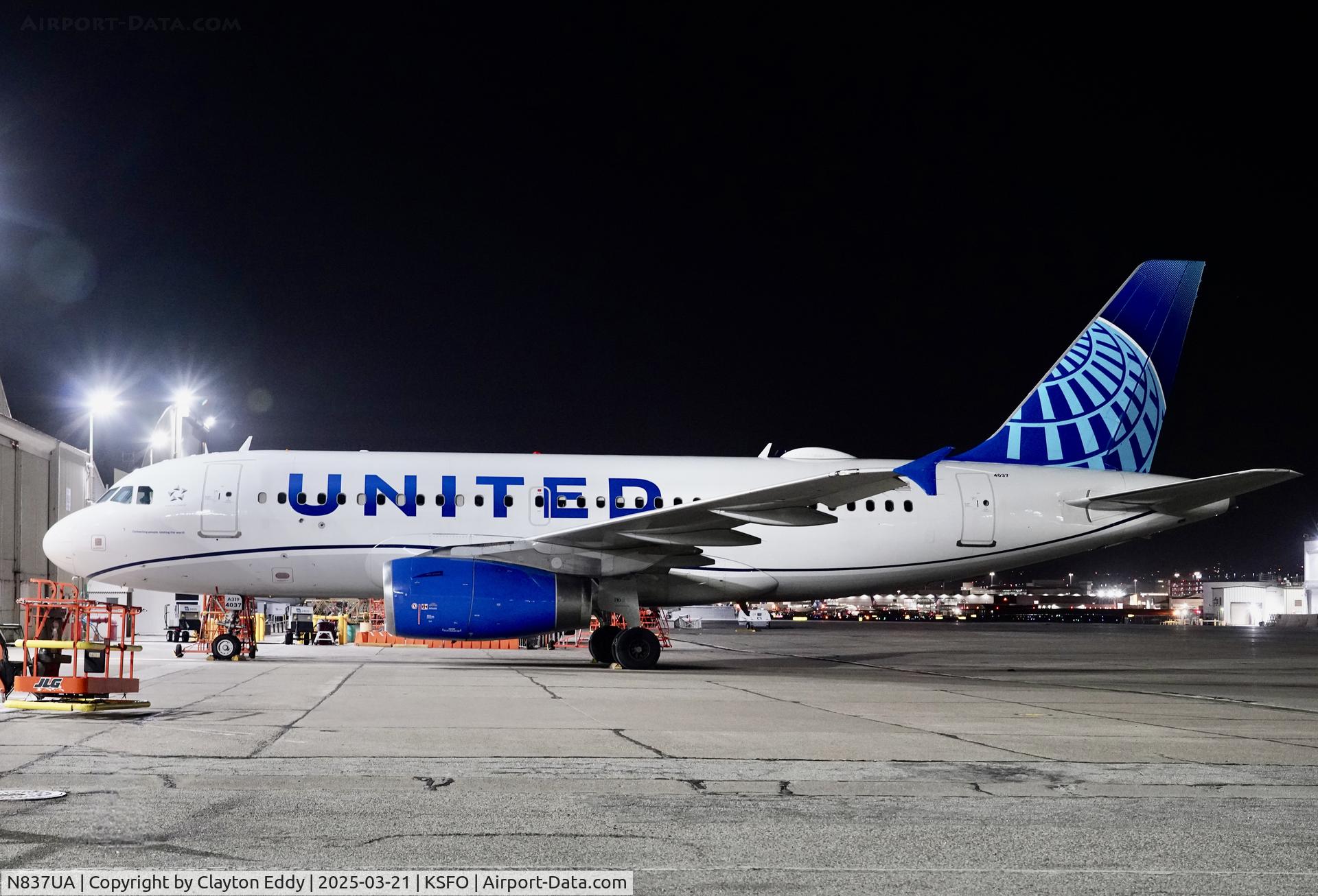 N837UA, 2001 Airbus A319-131 C/N 1474, SFO 2025