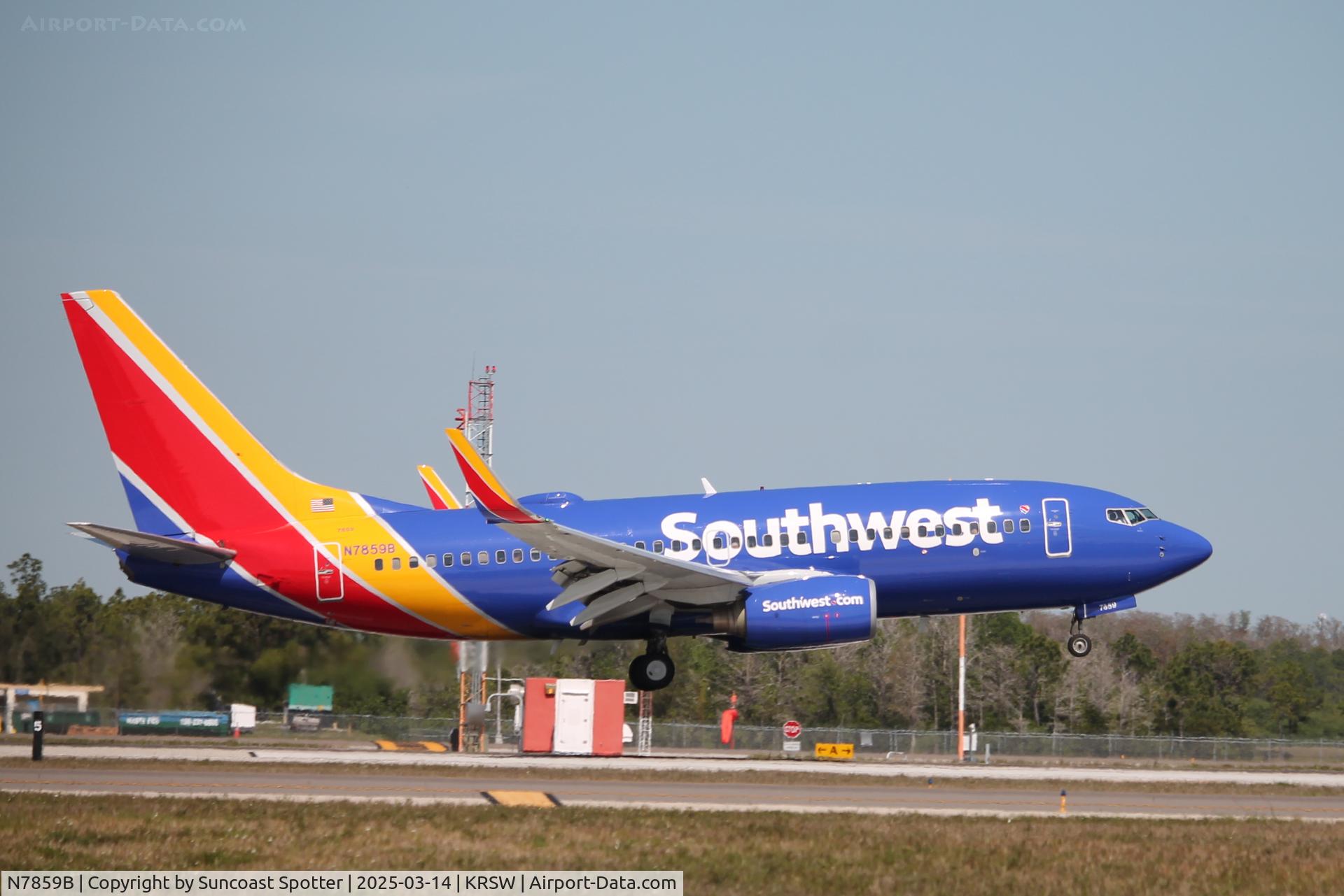 N7859B, 2002 Boeing 737-7Q8 C/N 30641, Southwest Flight 2182 arrives at Southwest Florida International Airport following flight from Nashville International Airport