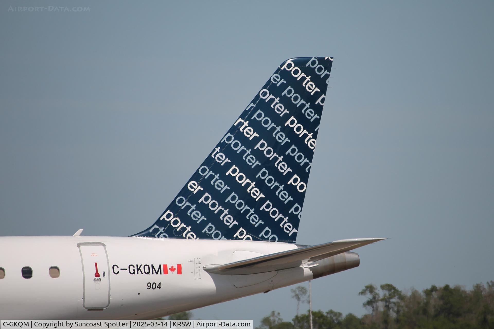 C-GKQM, 2022 Embraer E195-E2 C/N 19020072, Porter Flight 570 taxis at Southwest Florida International Airport prior to flight to Montreal Trudeau International Airport