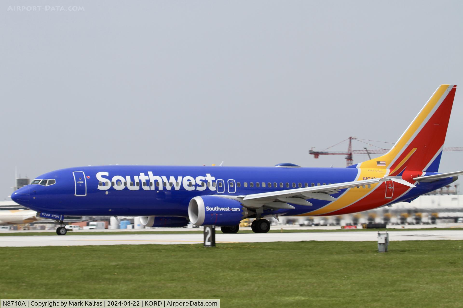N8740A, 2021 Boeing 737 Max 8 C/N 61860, B38M Southwest Boeing 737 Max 8 N8740A departing 22L KORD