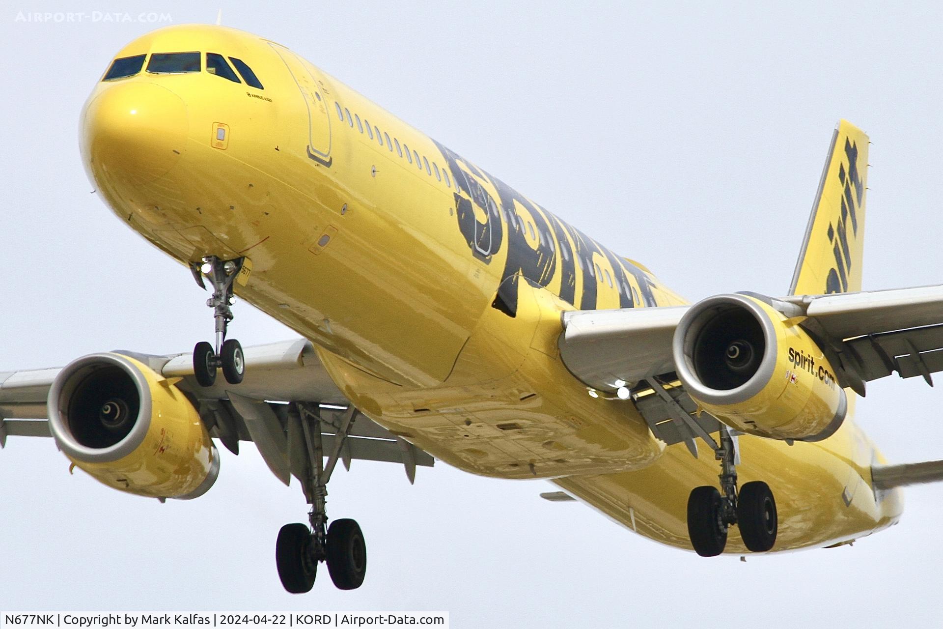 N677NK, 2017 Airbus A321-231 C/N 7690, A321 Spirit Airlines Airbus A321-231 N677NK arriving on 28C KORD