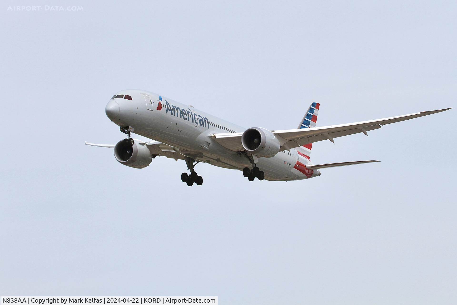 N838AA, 2018 Boeing 787-9 Dreamliner C/N 40659, B789 American Airlines Boeing 787-9 Dreamliner N838AA 28C approach KORD