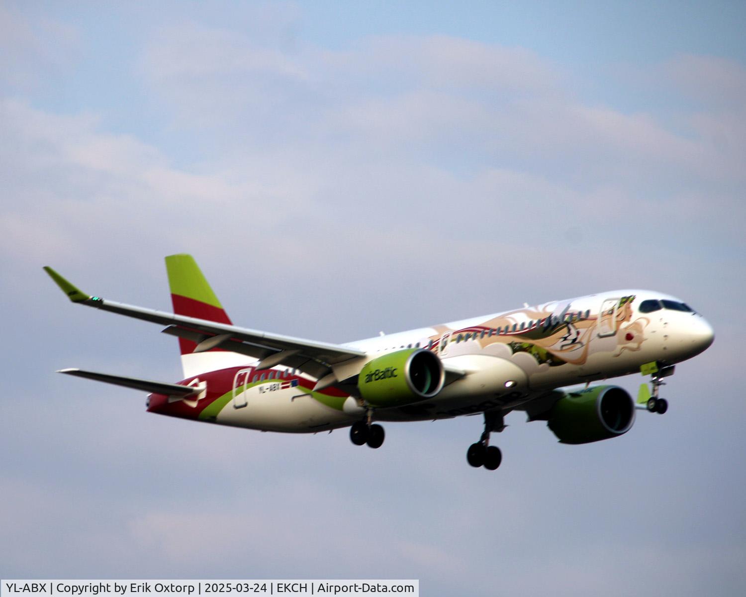 YL-ABX, 2025 Airbus Canada A220-300 C/N 55329, YL-ABX in Baltic Heritge Livery landing rw 04L
