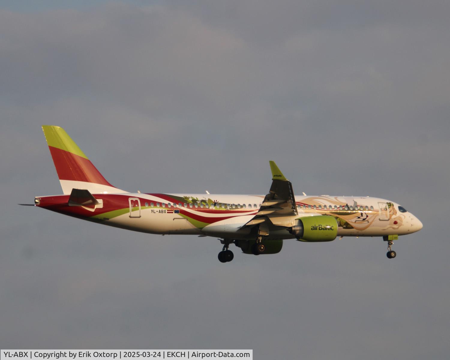 YL-ABX, 2025 Airbus Canada A220-300 C/N 55329, YL-ABX in Baltic Heritge Livery landing rw 04L