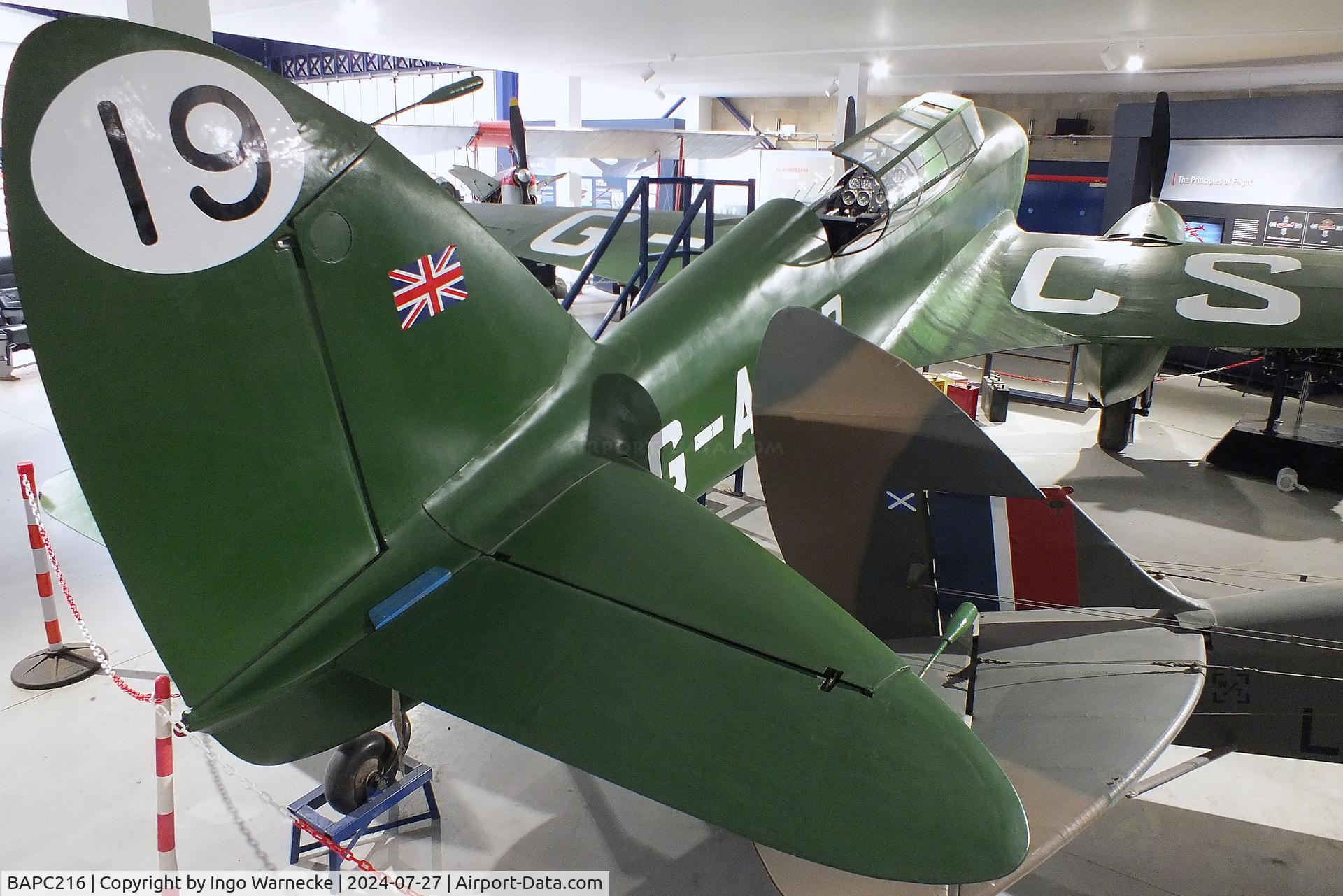 BAPC216, De Havilland DH-88 Comet Replica C/N BAPC.216, De Havilland D.H.88 Comet replica at the De Havilland Aircraft Museum, London Colney