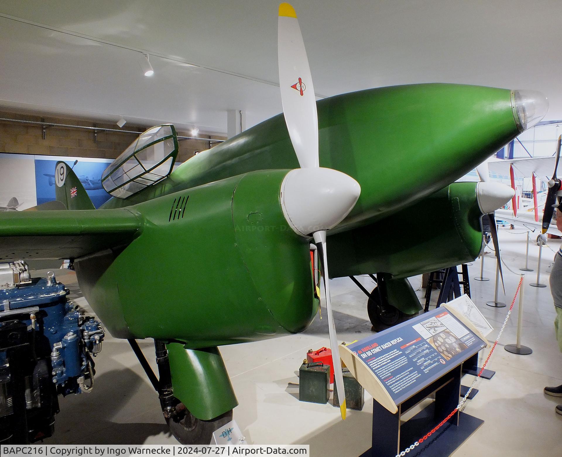 BAPC216, De Havilland DH-88 Comet Replica C/N BAPC.216, De Havilland D.H.88 Comet replica at the De Havilland Aircraft Museum, London Colney