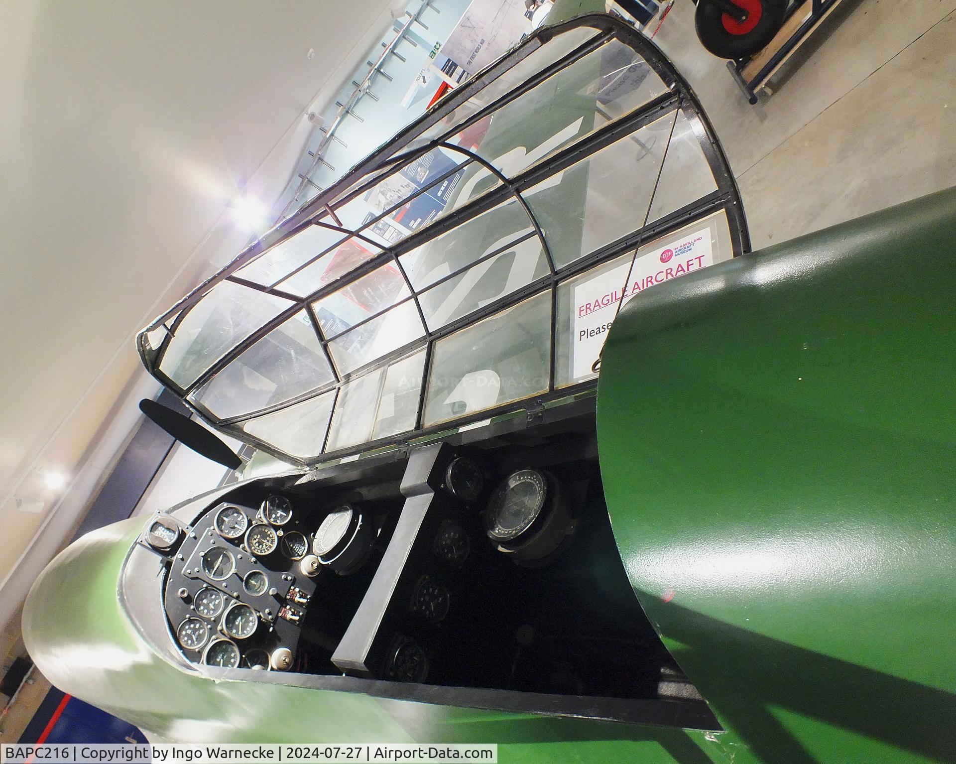 BAPC216, De Havilland DH-88 Comet Replica C/N BAPC.216, De Havilland D.H.88 Comet replica at the De Havilland Aircraft Museum, London Colney