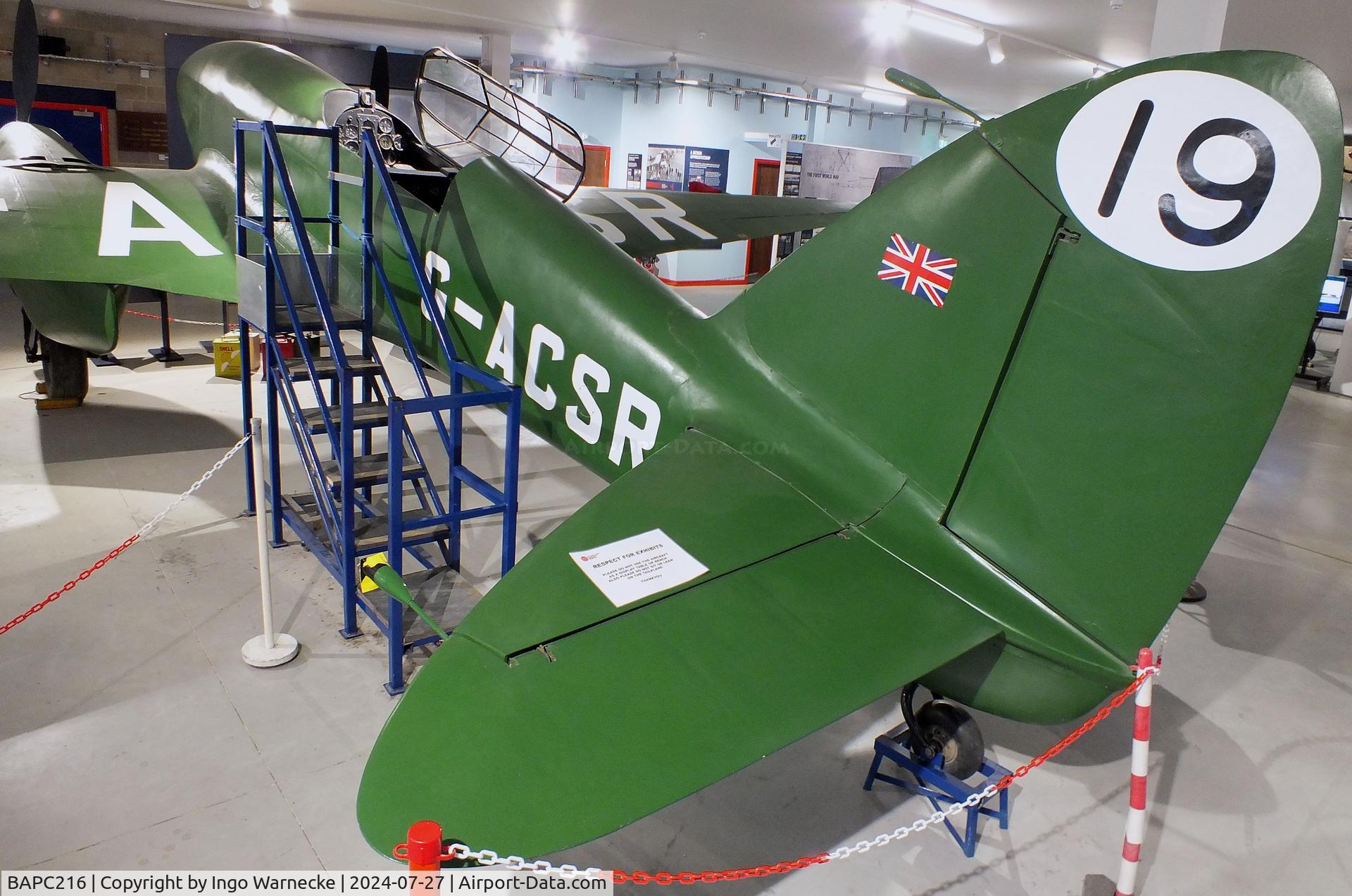 BAPC216, De Havilland DH-88 Comet Replica C/N BAPC.216, De Havilland D.H.88 Comet replica at the De Havilland Aircraft Museum, London Colney