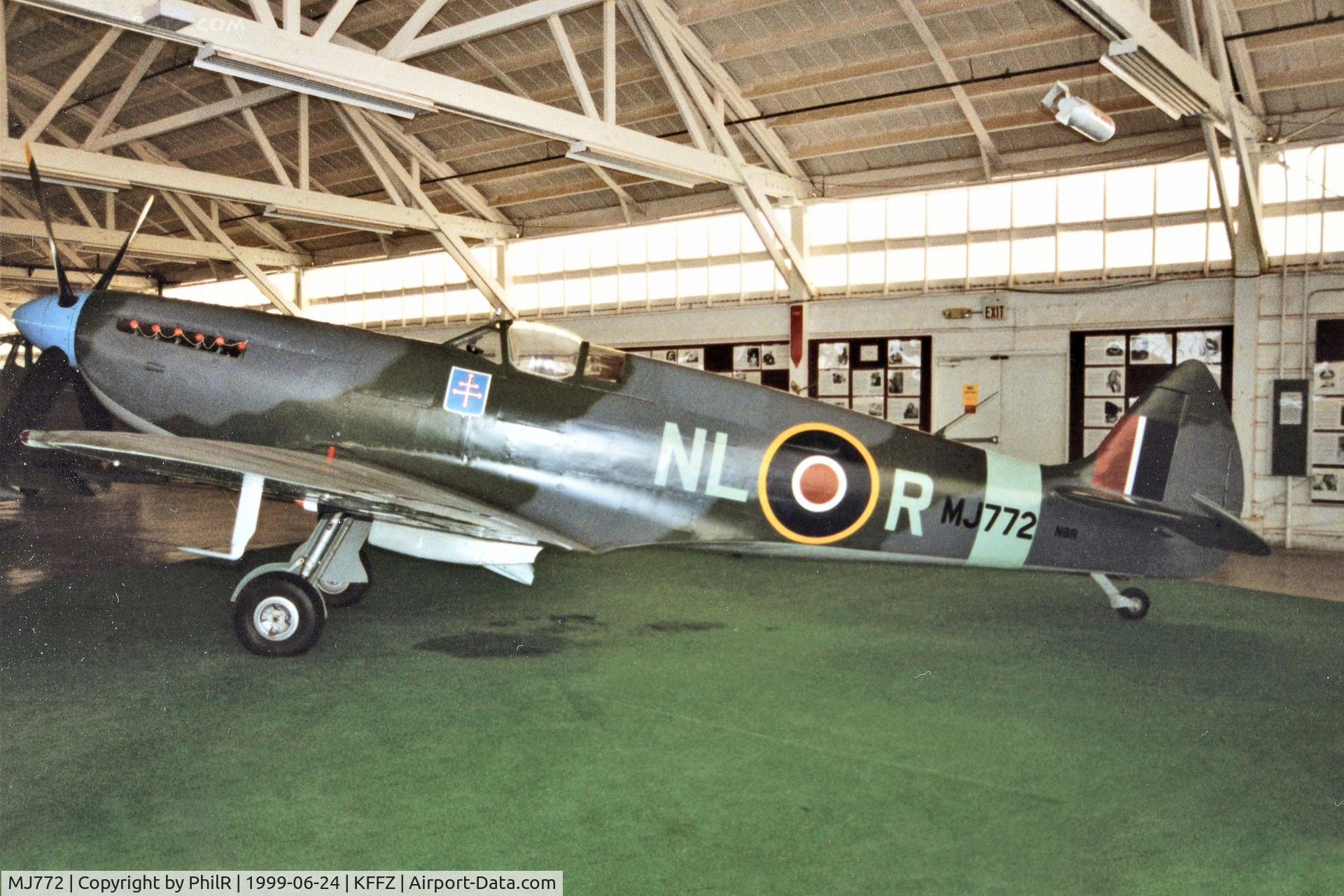 MJ772, 1943 Supermarine 361 Spitfire IX C/N CBAF.7269, MJ772 (N8R) 1943 VS Spitfire lX RAF Champlin Fighter Museum Falcon Field Mesa Az 24.06.99