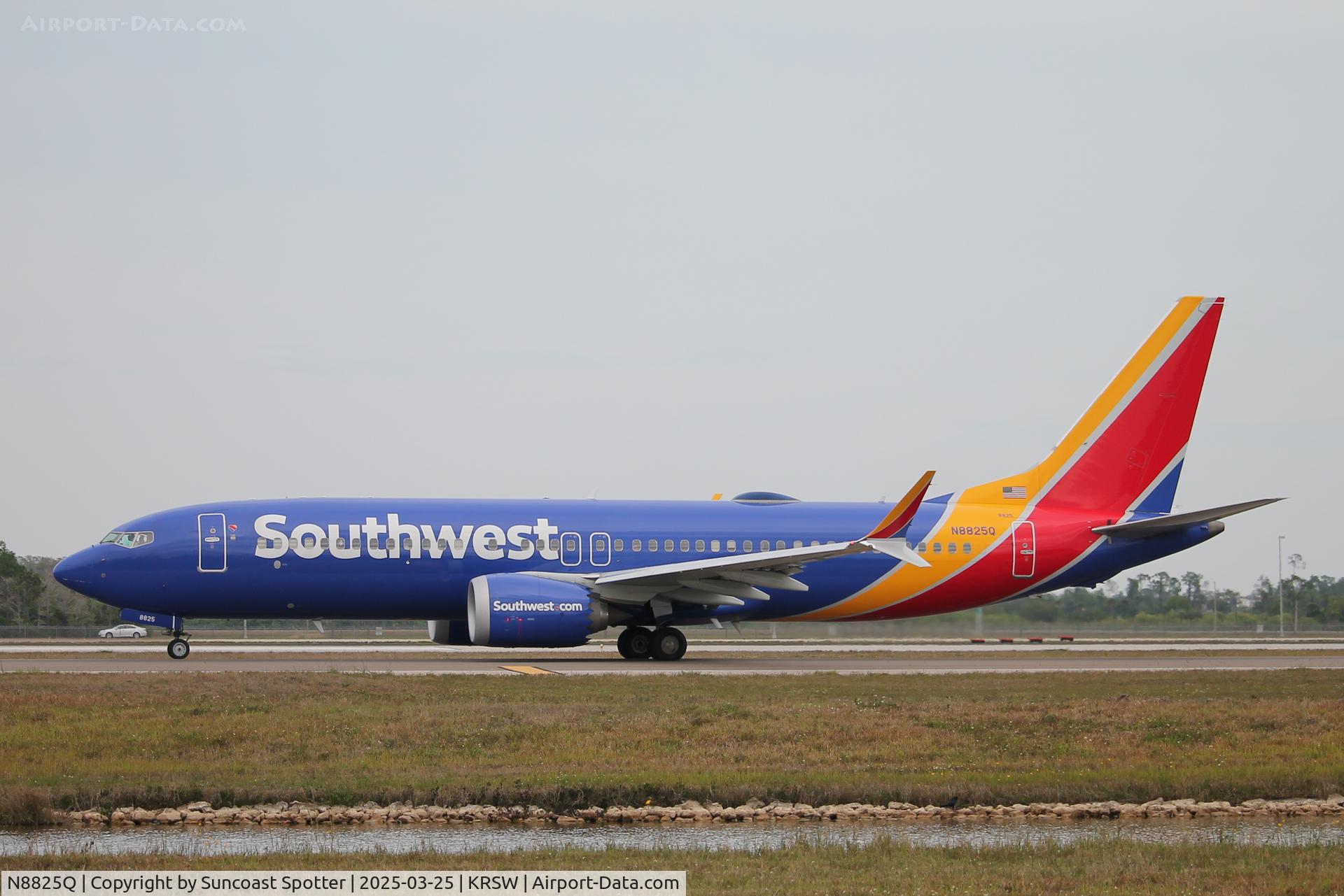 N8825Q, Boeing 737-8 MAX C/N 67472, Southwest Flight 3766 taxis at Southwest Florida International Airport prior to flight to Kansas City International Airport