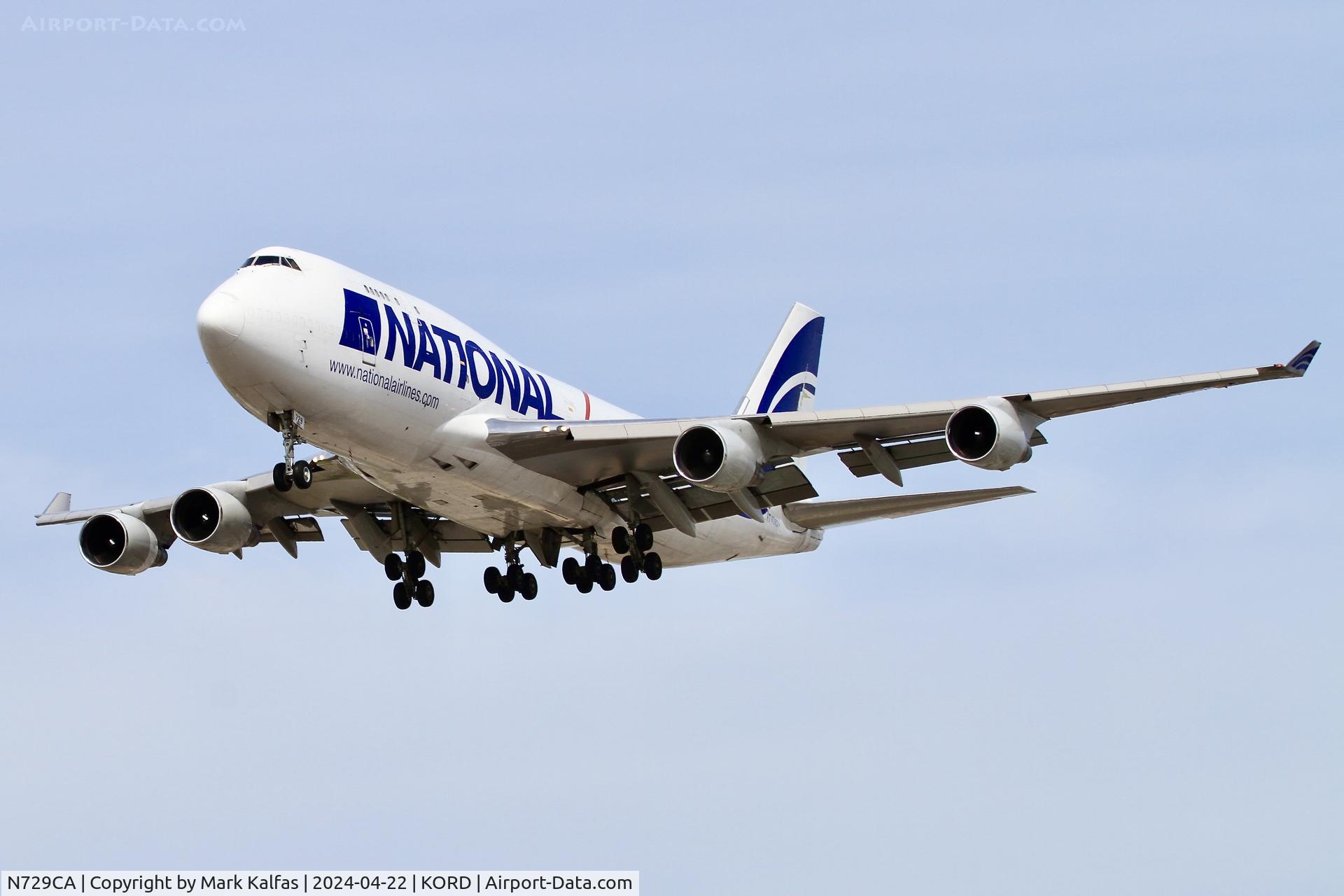N729CA, 1991 Boeing 747-412/BCF C/N 25068, B744 National Airlines Boeing 747-412/BCF N729CA 28C approch KORD