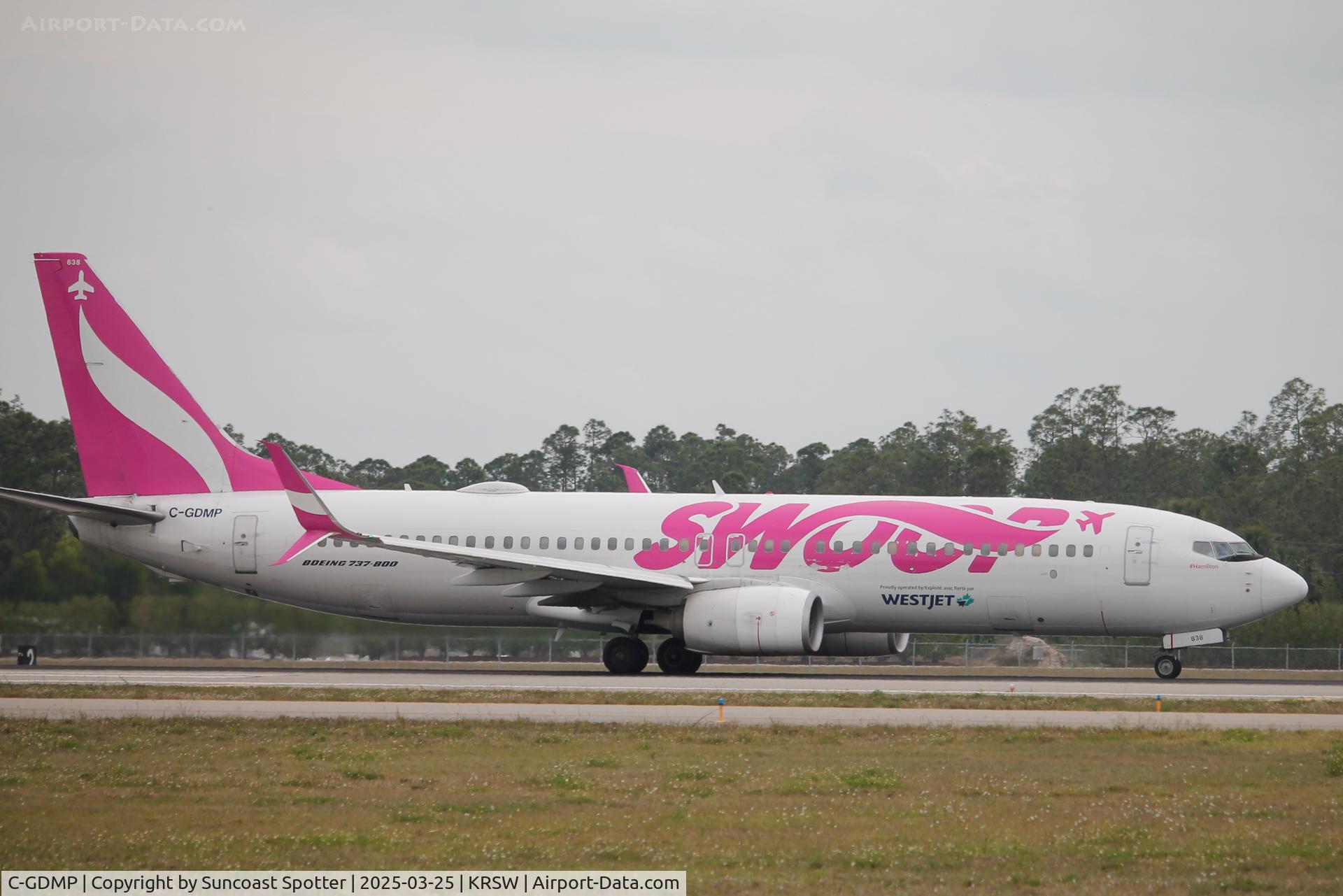 C-GDMP, 2015 Boeing 737-8CT C/N 60131, WestJet Flight 1237 departs Southwest Florida International Airport enroute to Toronto-Pearson International Airport