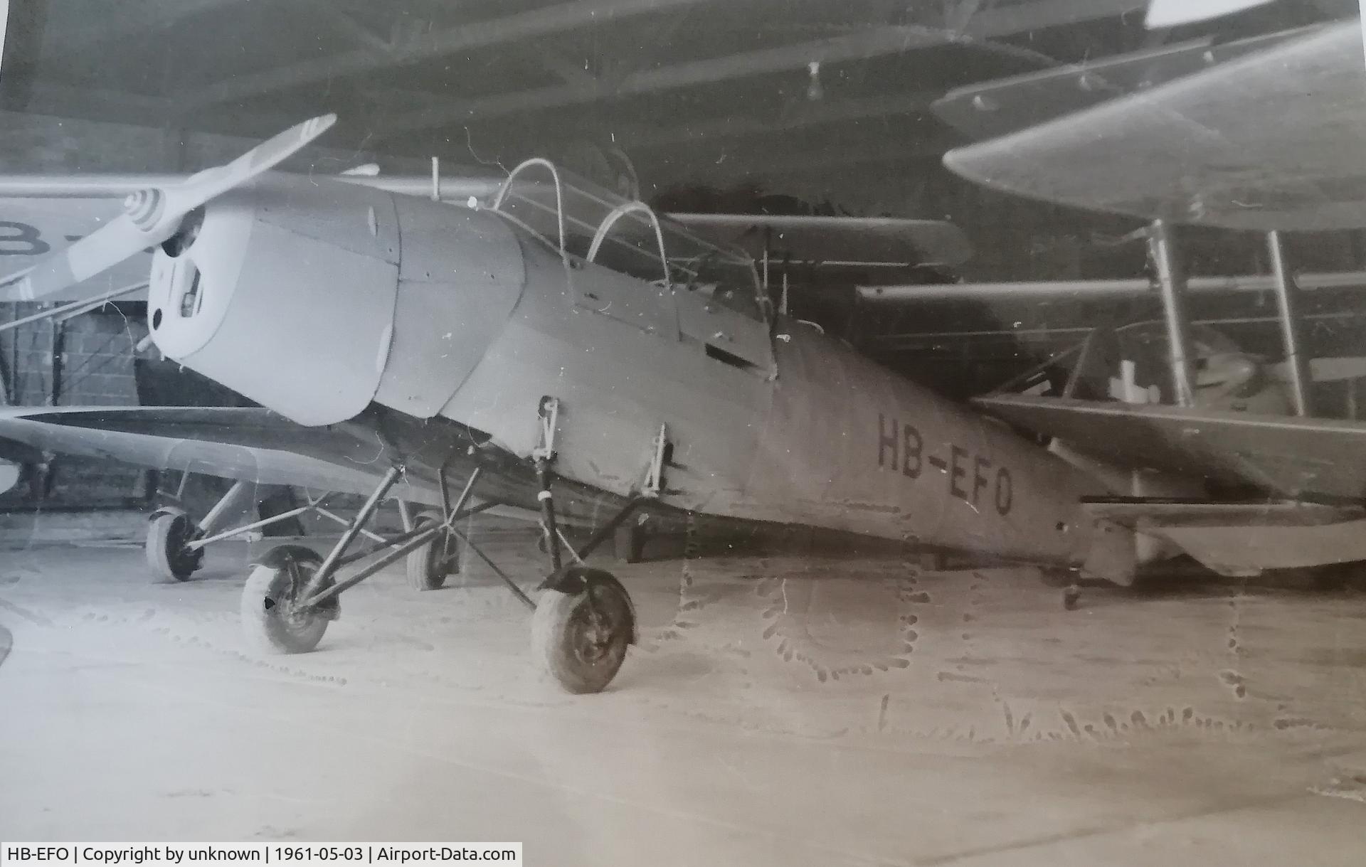 HB-EFO, Bucker Bu-180B Student C/N 2106, Photo taken at Sisseln airfield Switzerland on 3. May 1961
(scanned from an old original photo I have obtained in a lot)