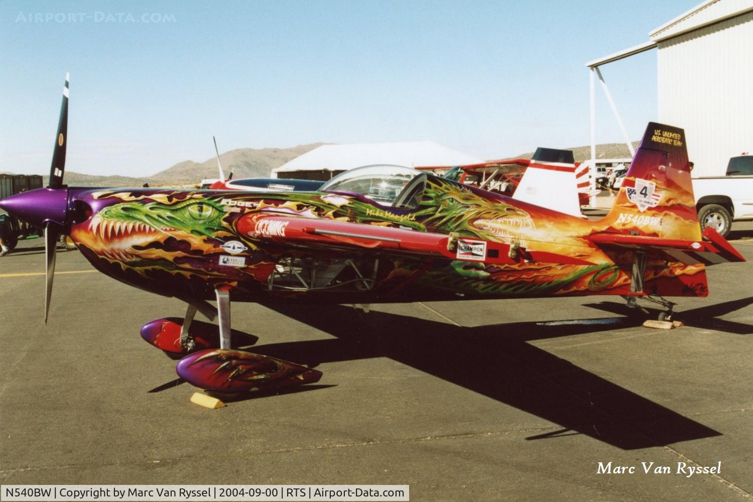 N540BW, 1998 Zivko Edge 540 C/N 0021, N540BW race #4 during Red Bull Air Race at Reno 2004.Pilot Mike Mangold was winner on Sept 18, 2004.