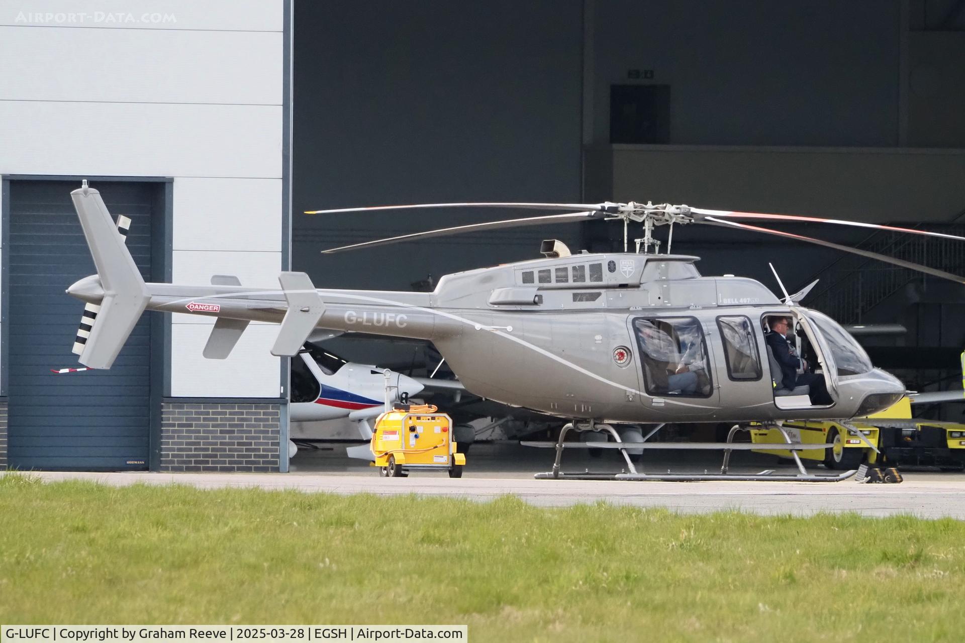 G-LUFC, Bell 407GXi C/N 56370, Parked at Norwich.
