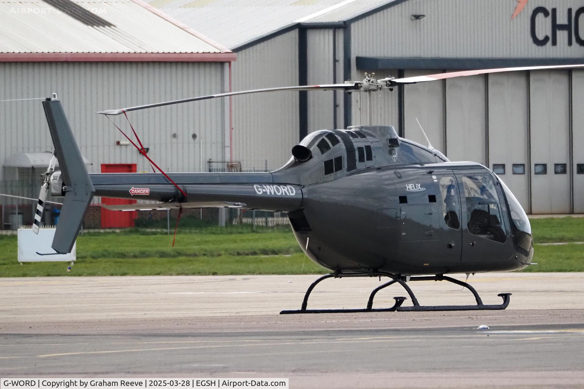 G-WORD, 2023 Bell 505 Jet Ranger X Jet Ranger X C/N 65473, Parked at Norwich.