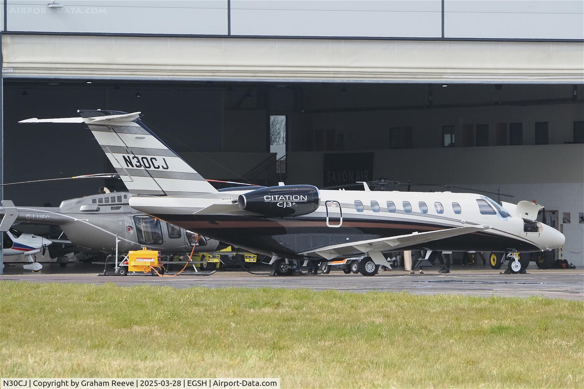 N30CJ, 2014 Cessna 525B  Citation CJ3+ C/N 525B-0451, Parked at Norwich.