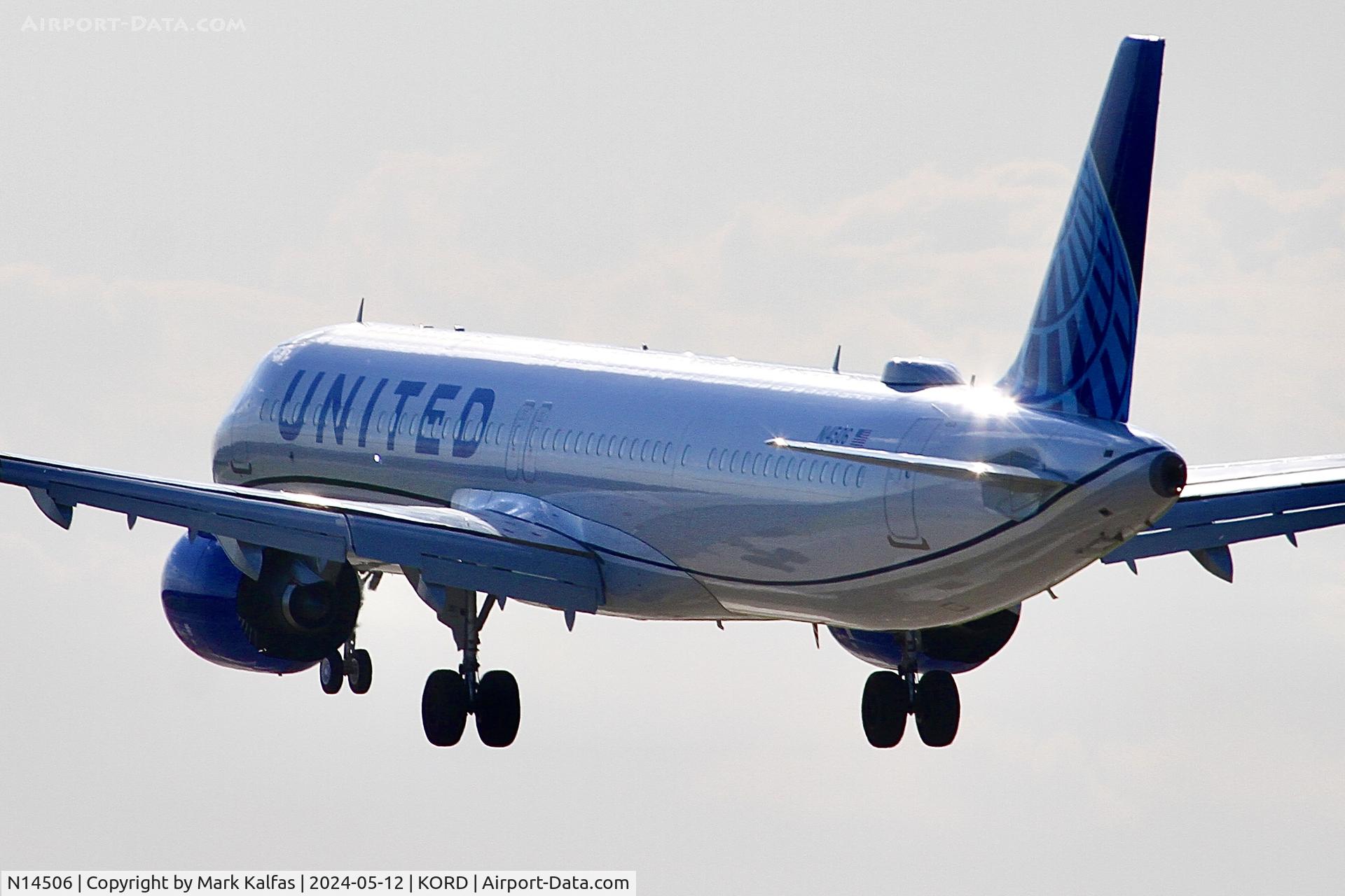 N14506, 2024 Airbus A321-271NX C/N 11680, A21N United AIrlines Airbus A321-271NX N14506 arriving on 28C KORD