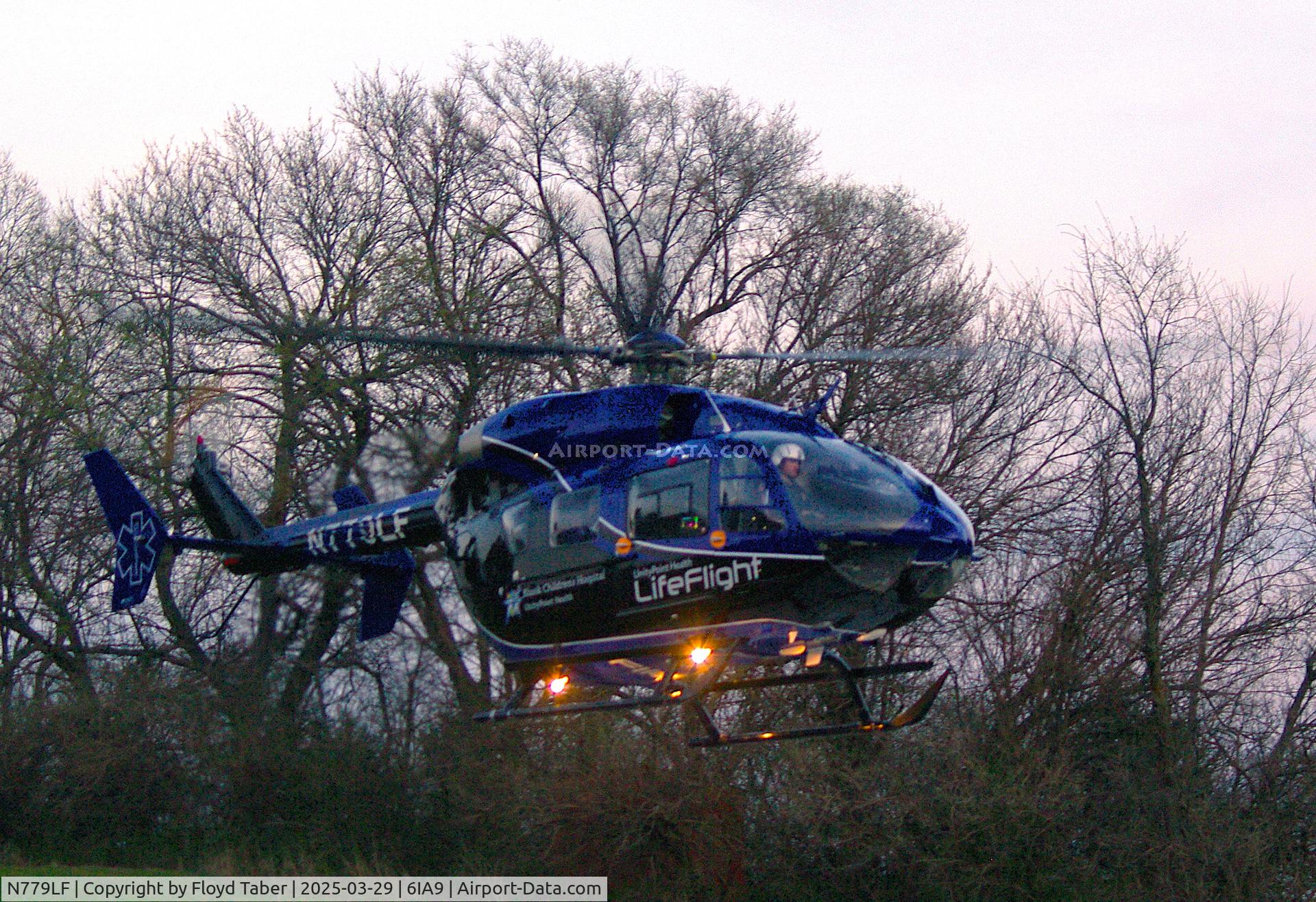 N779LF, 2007 Eurocopter-Kawasaki EC-145 (BK-117C-2) C/N 9103, Taking off with a patient headed to Des Moines