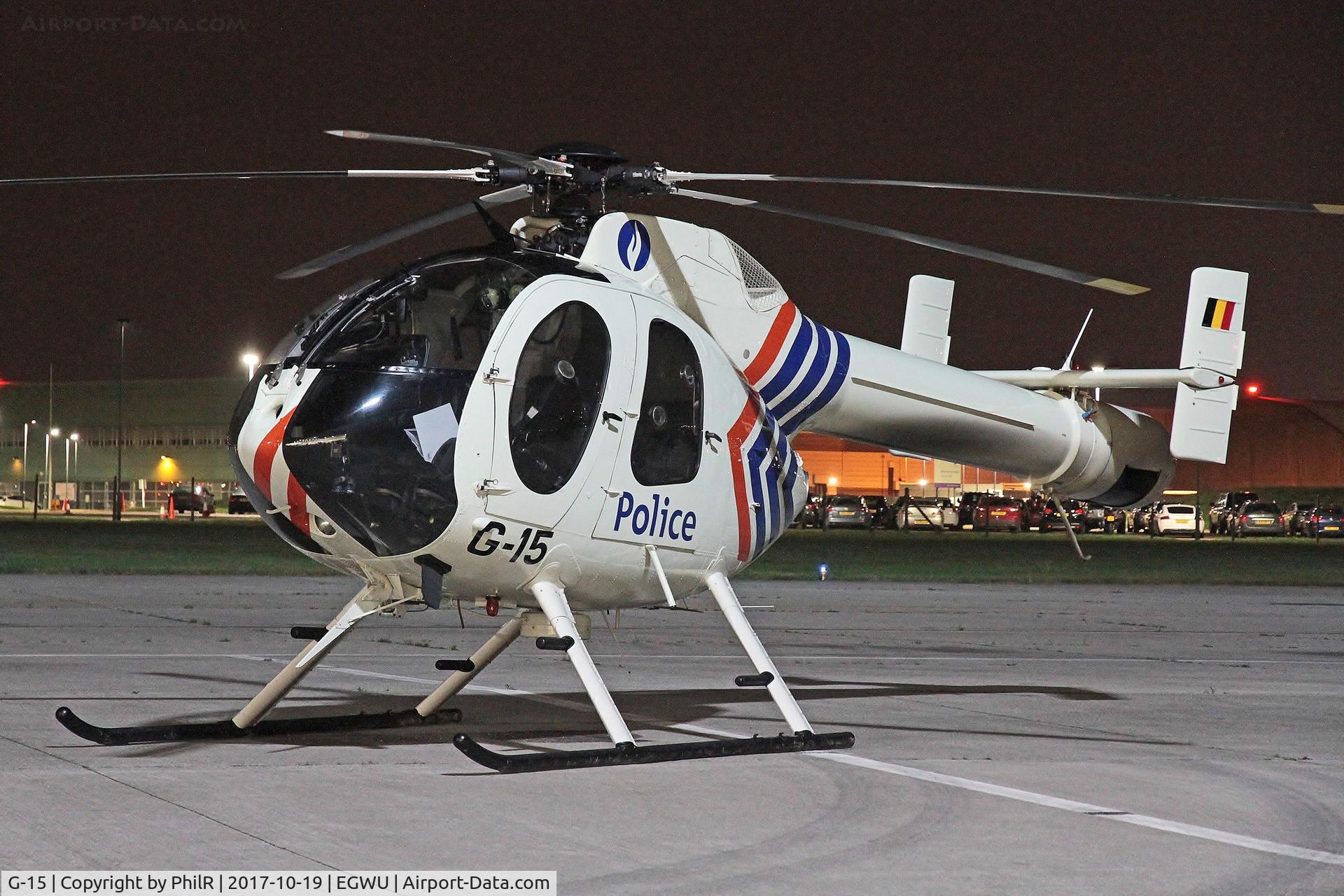 G-15, 2000 McDonnell Douglas MD-520N C/N 0087, G-15 MD520N Belgian State Police Air Support Unit RAF Northolt Nightshoot 19.10.17(5)