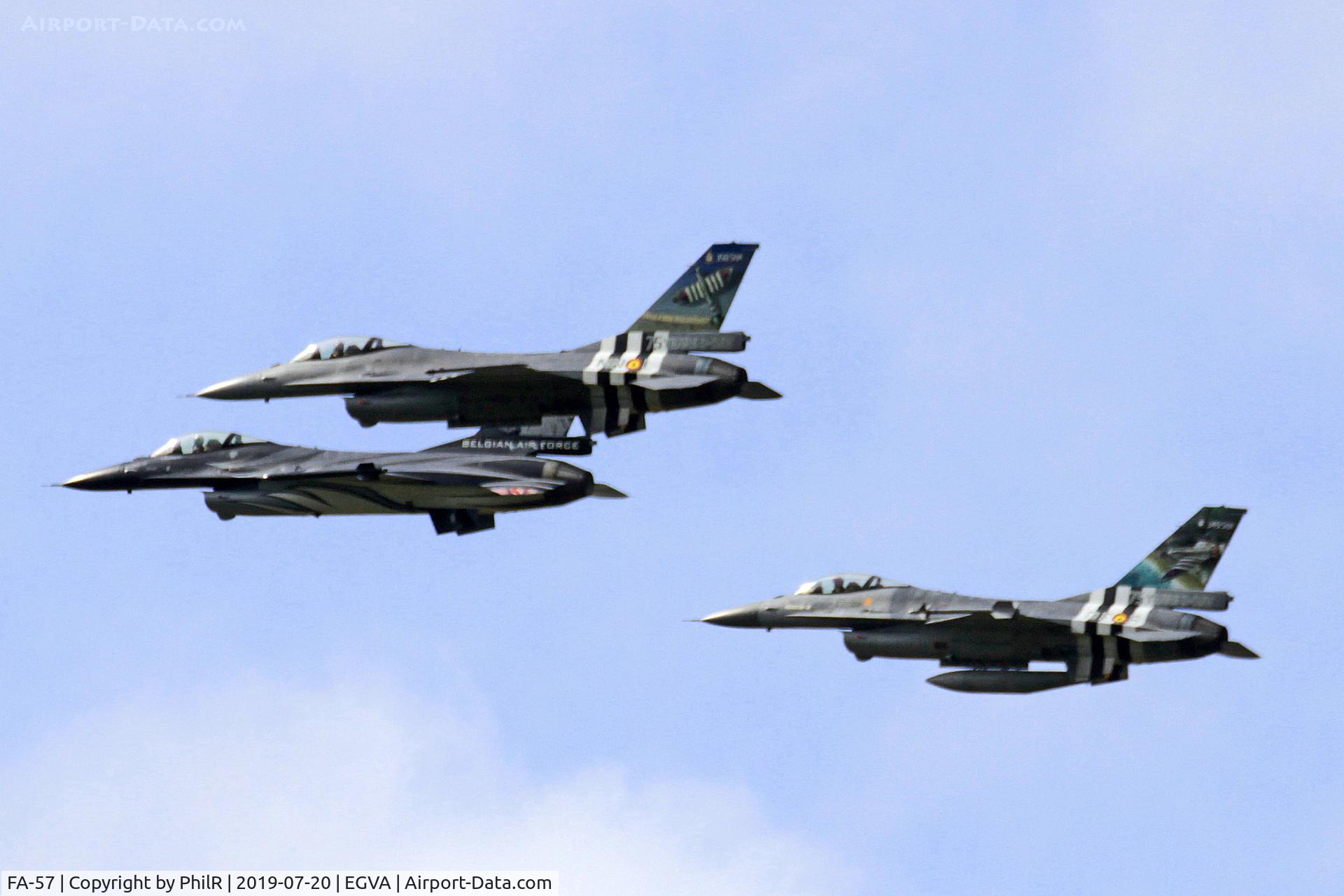 FA-57, 1980 SABCA F-16AM Fighting Falcon C/N 6H-57, FA57, 101 & 124 1982, 1988 & 1990 General Dynamics F-16AMs Belgian Air Component Flypast RIAT Fairford 