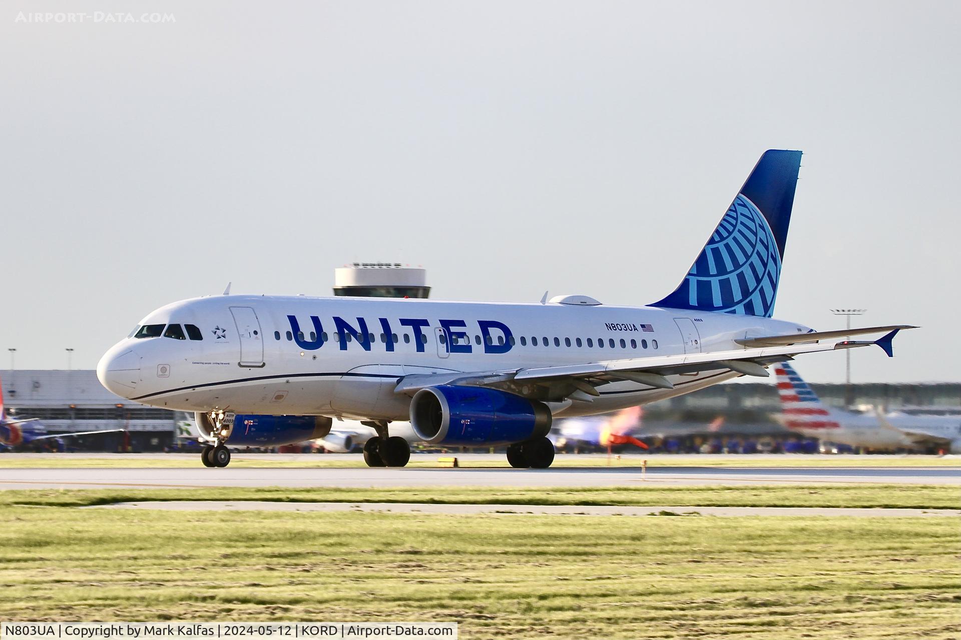 N803UA, 1997 Airbus A319-131 C/N 748, A319 United Airlines Airbus A319-131 N803UA departing 22L KORD