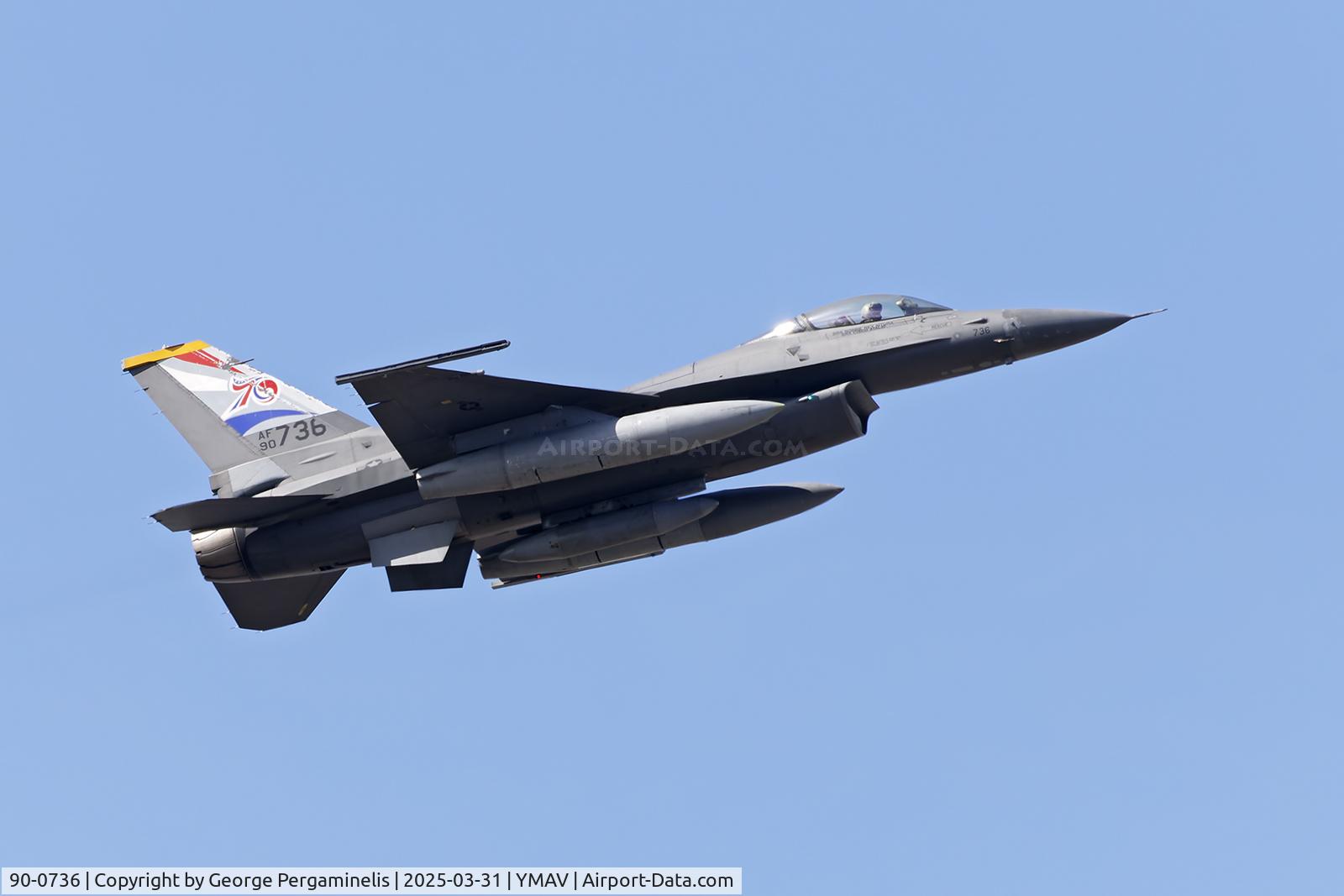 90-0736, General Dynamics F-16C C/N 1C-344, Departures Monday, Australian International Airshow 2025.