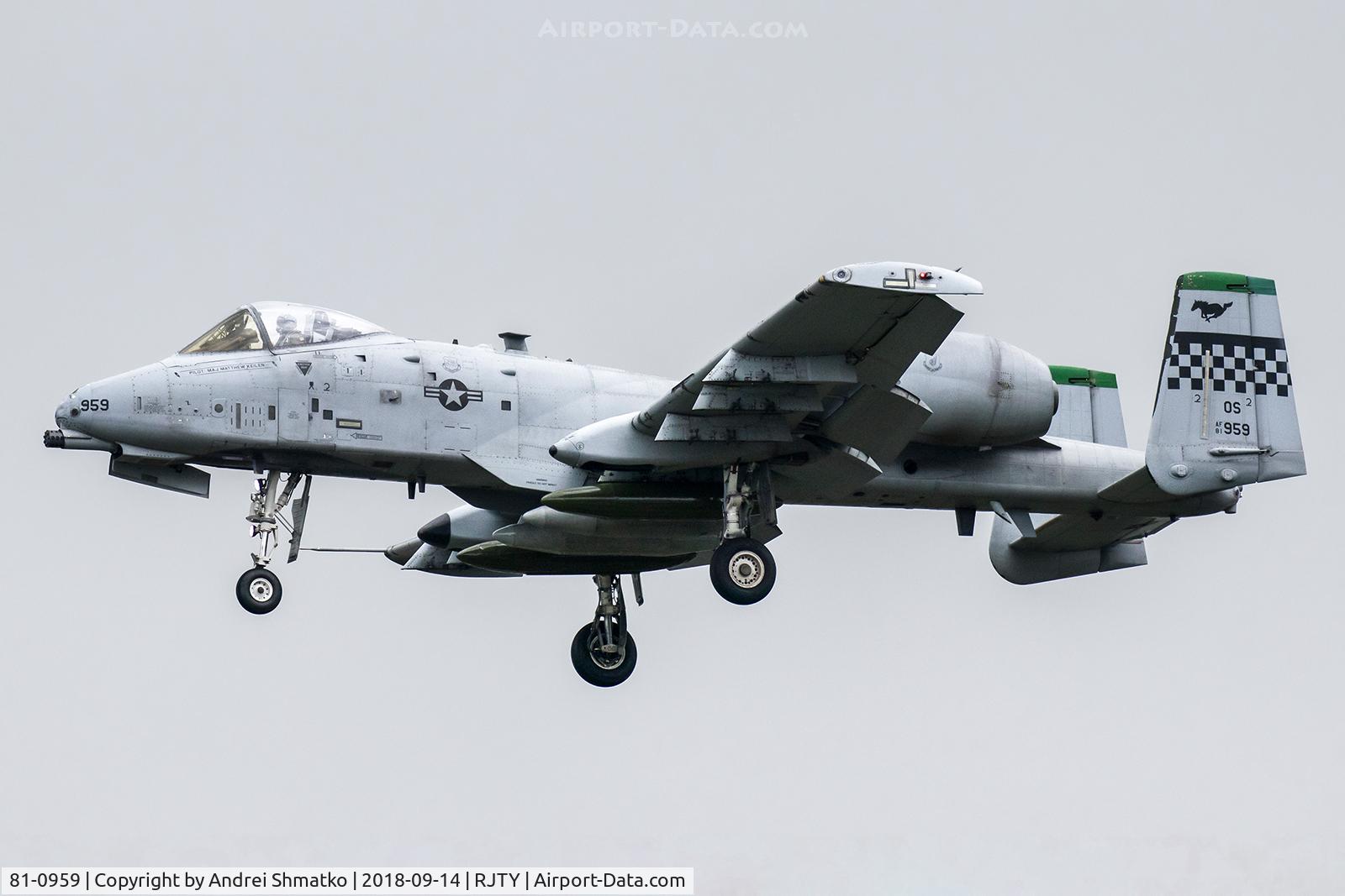 81-0959, Fairchild Repubic A-10C Thunderbolt II C/N A10-0654, Arriving for Yokota Friendship Festival.