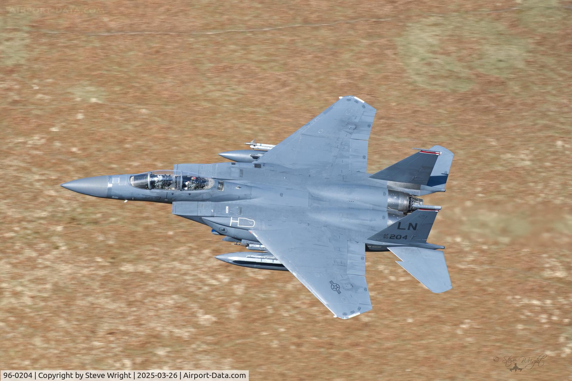 96-0204, 1996 McDonnell Douglas F-15E Strike Eagle C/N 1341/E214, Bwlch Oerdrws, Mach Loop. Cymru UK