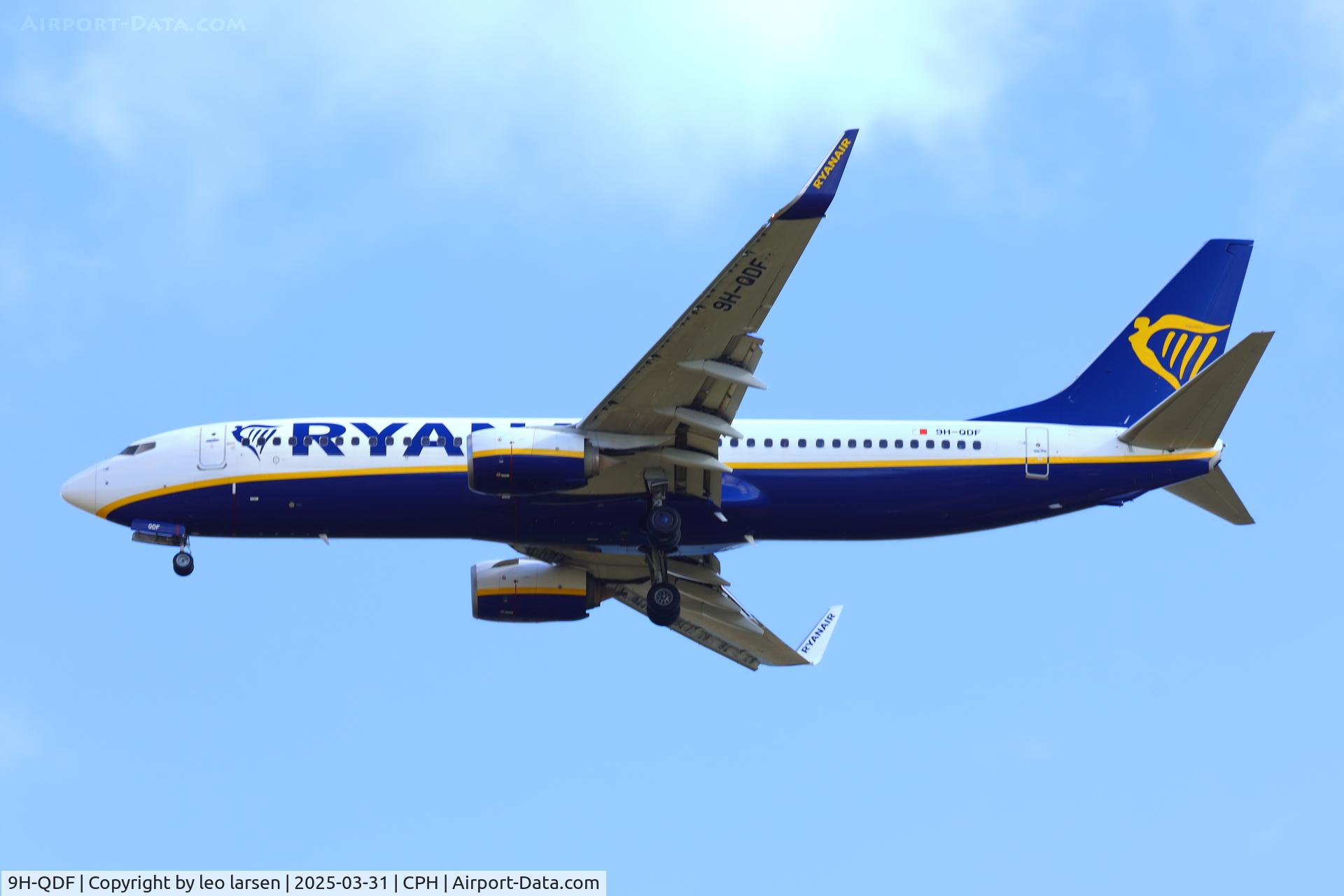 9H-QDF, 2016 Boeing 737-8AS C/N 44755, Copenhagen 31.3.2025 on app to R-04R