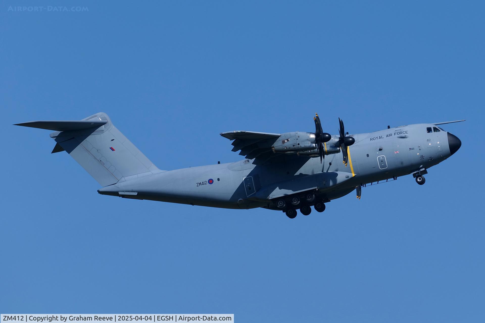ZM412, 2016 Airbus A400M-180 Atlas C.1 C/N 042, In the circuit at Norwich.