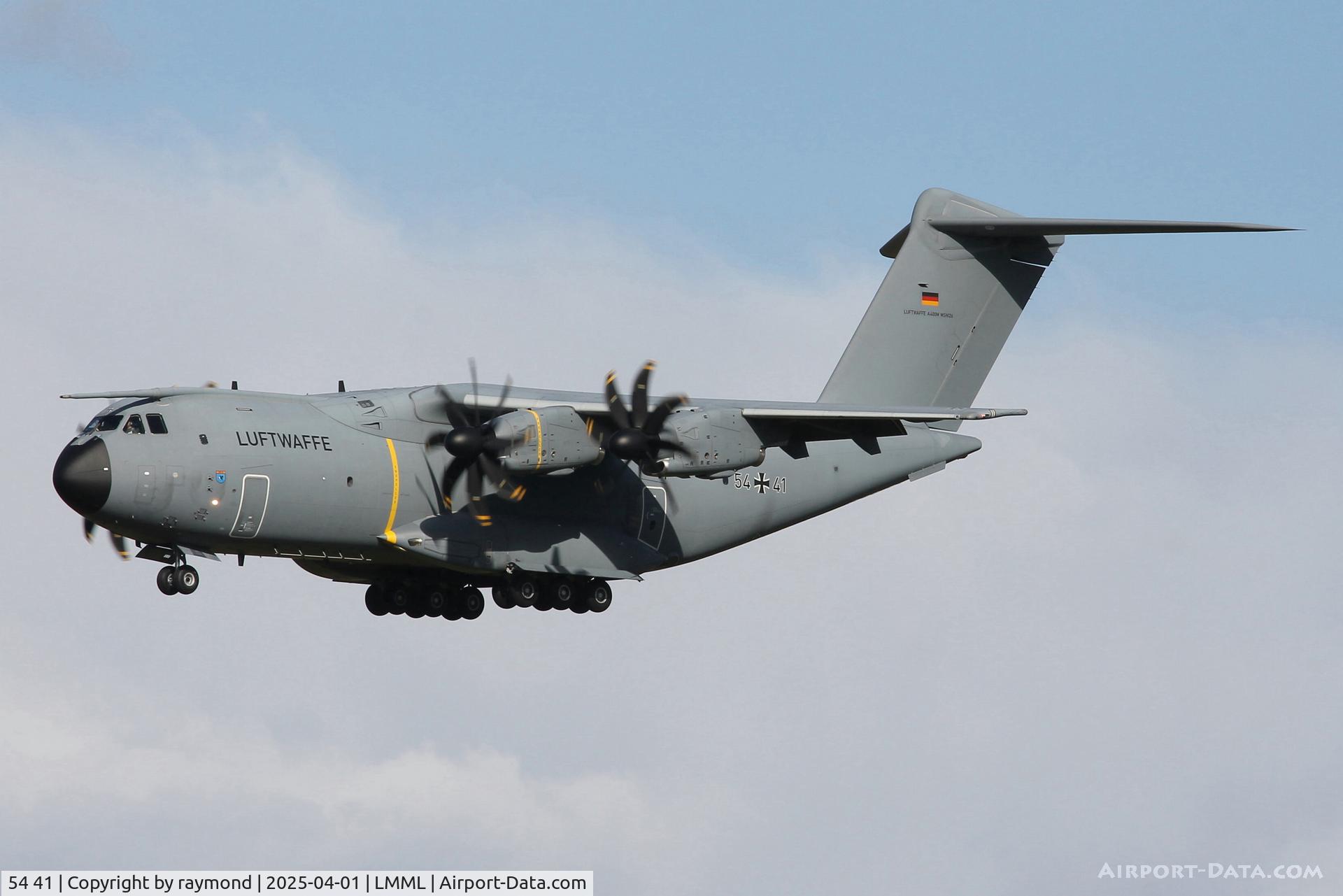 54 41, 2022 Airbus A400M-180 C/N 126, Airbus A400M-180 Atlas reg 54+41 of German Air Force (Luftwaffe) on final approach RW31 in Malta, bringing a Tornado engine for replacement after latter was hit by a bird strike and remained AOG. Aircraft returned later to Germany.