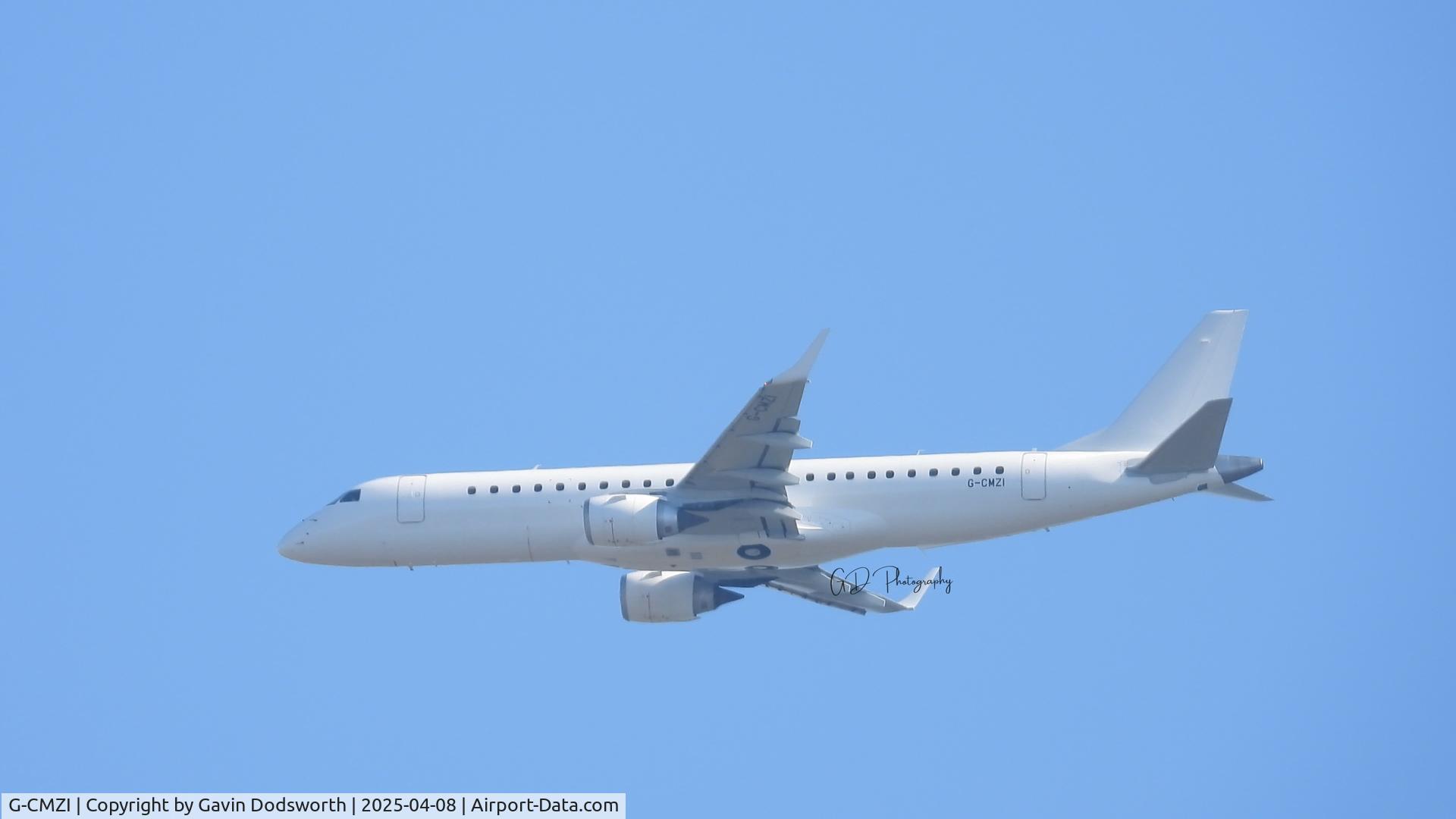 G-CMZI, 2014 Embraer ERJ-190 STD C/N 19000661, Over Darlington on April 8th 2025 crew training from Humberside