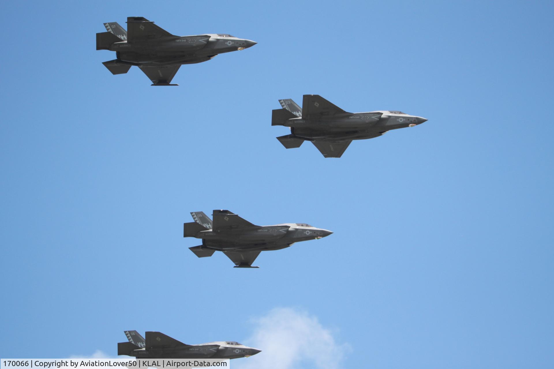 170066, 2023 Lockheed Martin F-35B C/N BF-153, 4x F-35Bs performing a flyover at Sun n Fun 2025