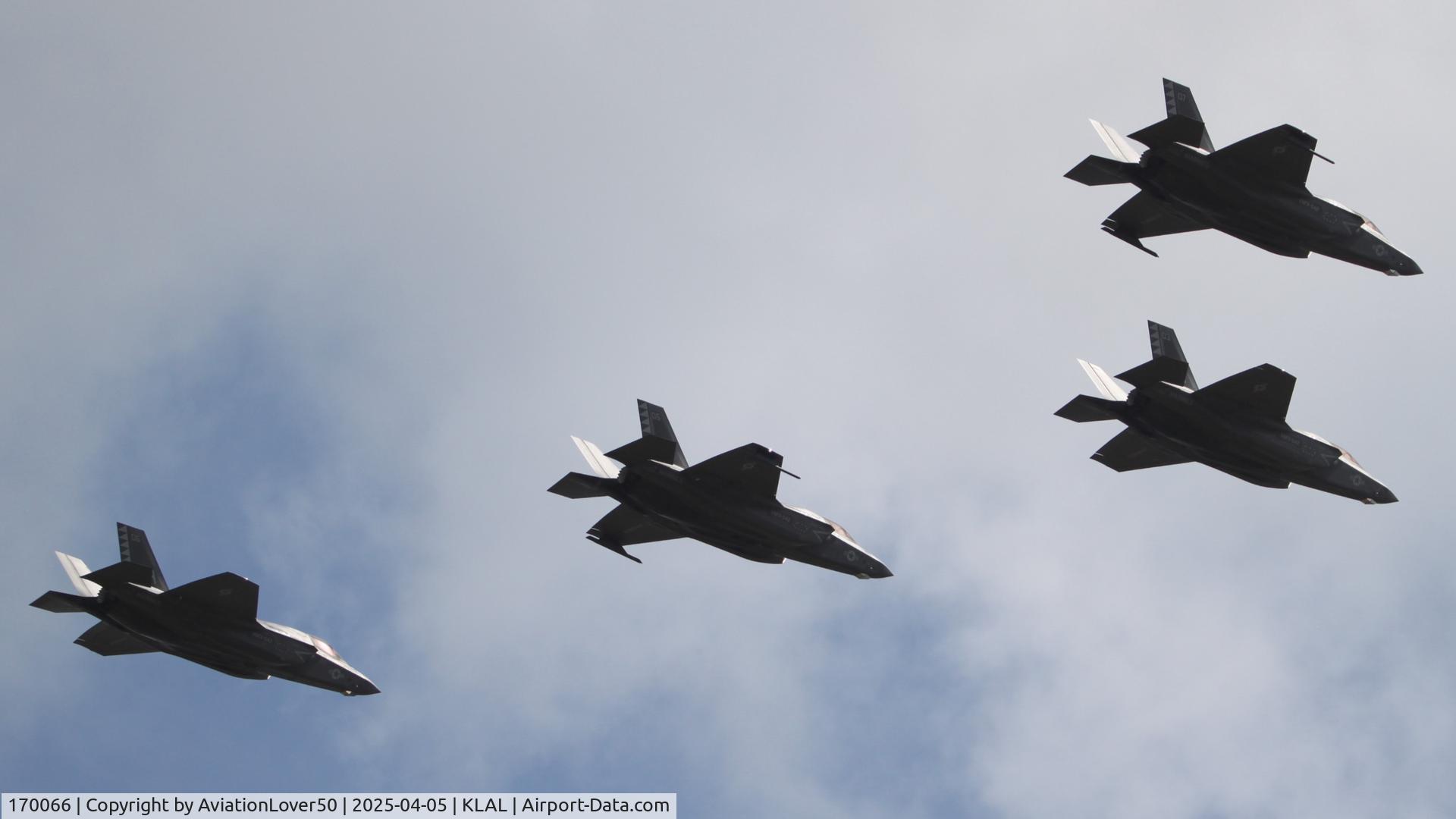 170066, 2023 Lockheed Martin F-35B C/N BF-153, 4x F-35Bs performing a flyover at Sun n Fun 2025