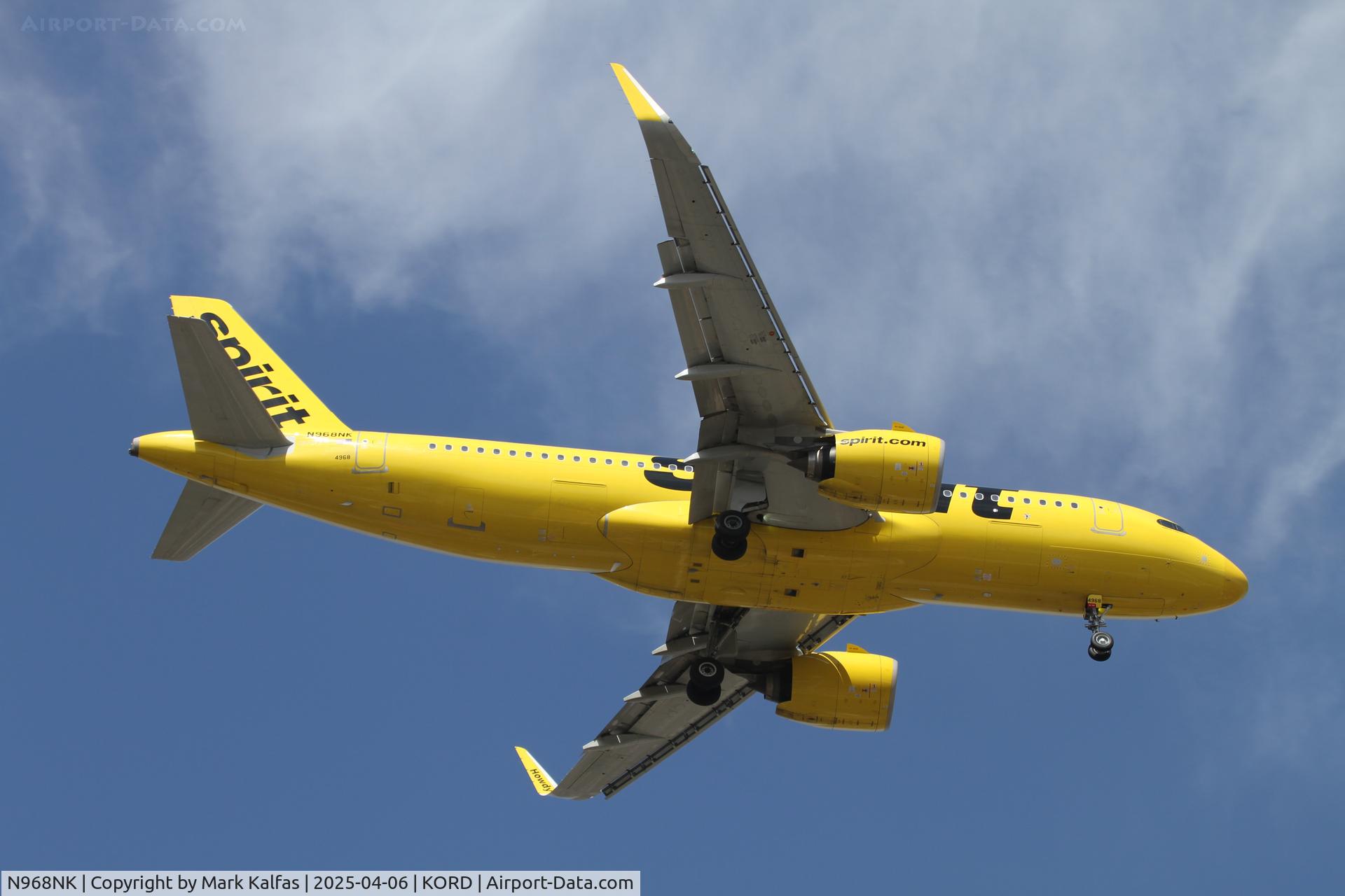 N968NK, 2022 Airbus A320-271N C/N 11151, A20N Spirit Airlines Airbus A320neo N968NK on approach 10R KORD