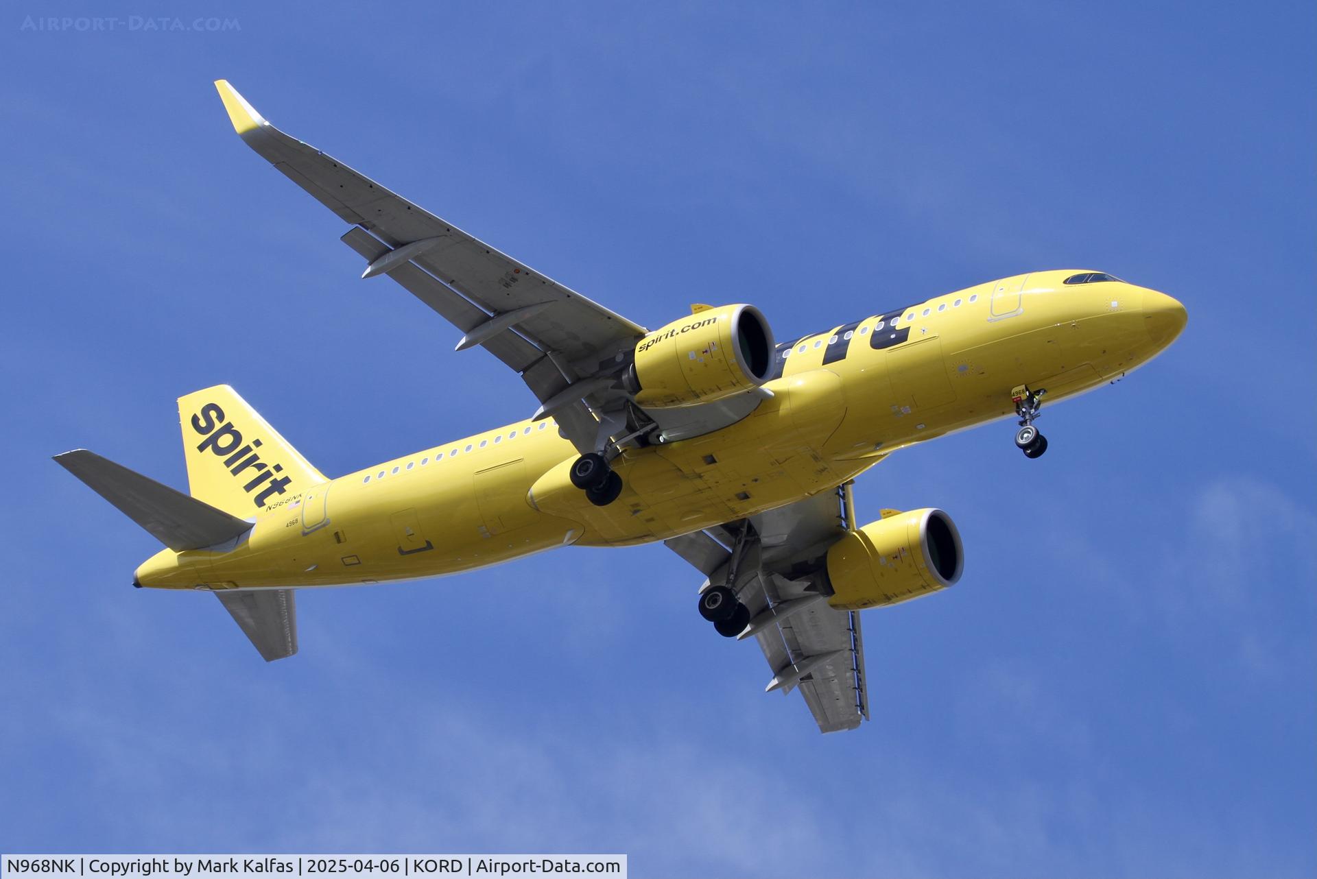 N968NK, 2022 Airbus A320-271N C/N 11151, A20N Spirit Airlines Airbus A320neo N968NK on approach 10R KORD