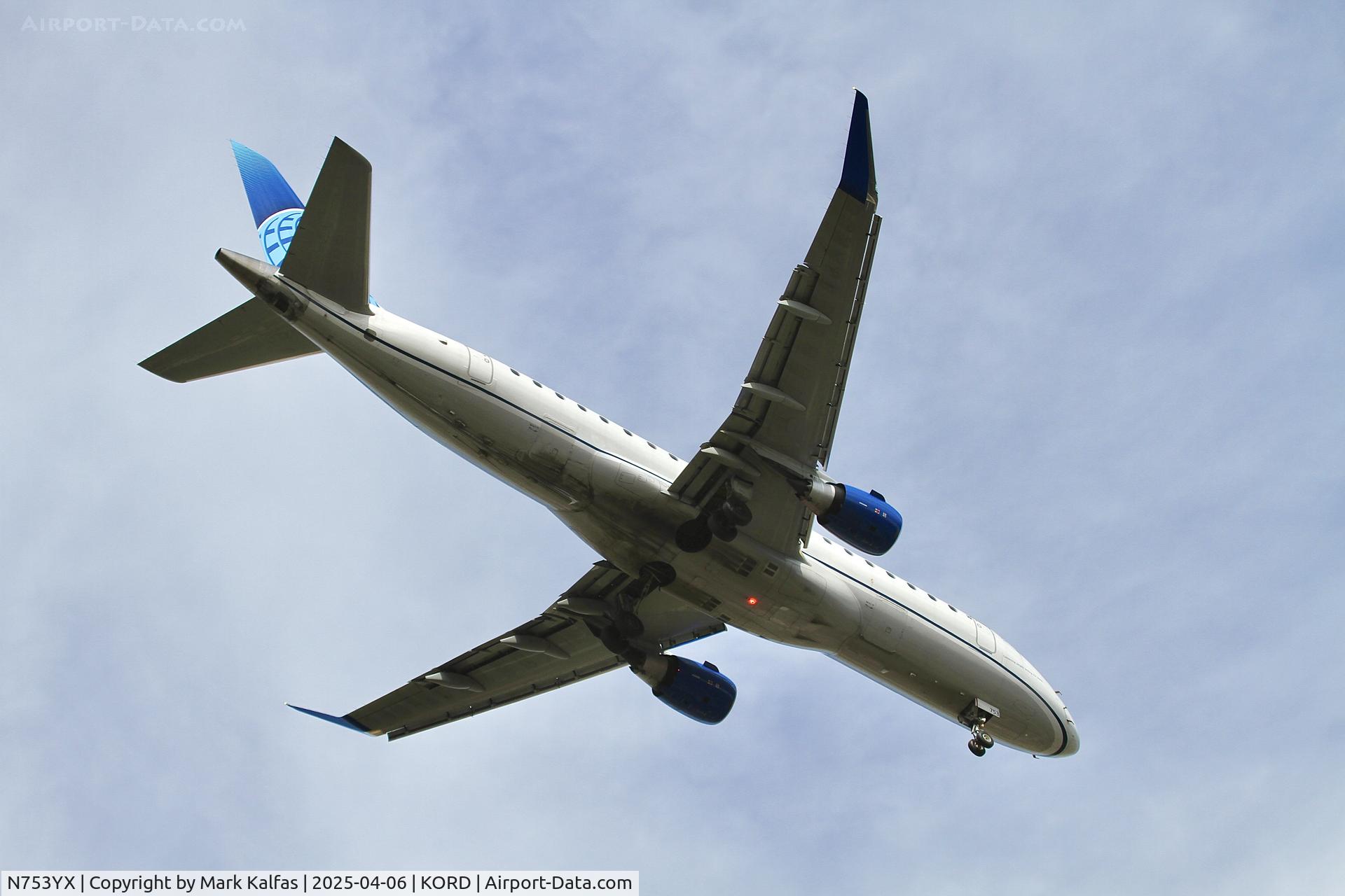N753YX, 2022 Embraer 175LR (ERJ-170-200LR) C/N 17000924, E775L Republic Airways / United Express EMBRAER 175 N753YX 10R approach KORD.