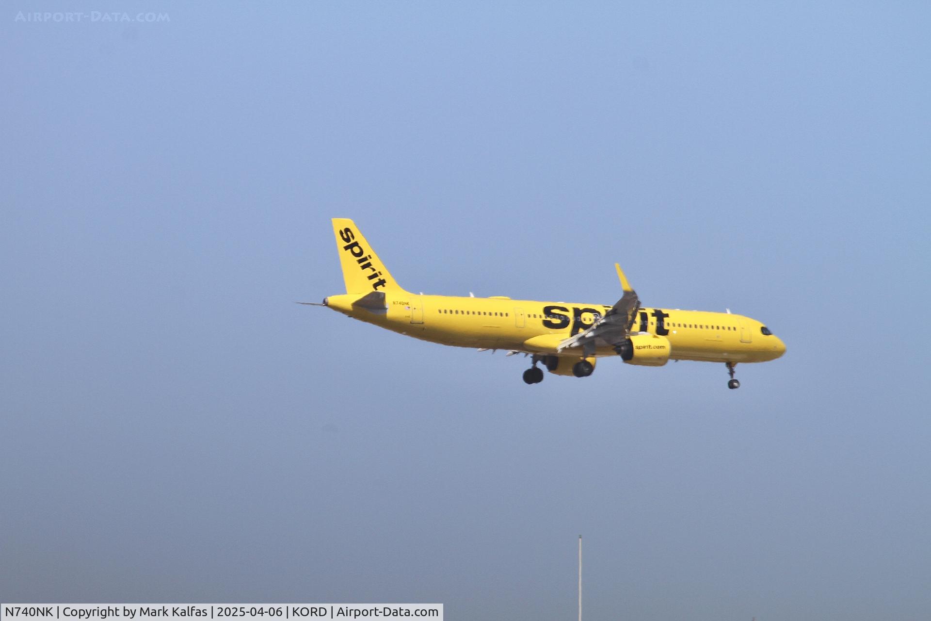 N740NK, 2024 Airbus 321-271NX C/N 12055, A21N Spirit Airlines Airbus 321-271NX N740NK 10C approach KORD
