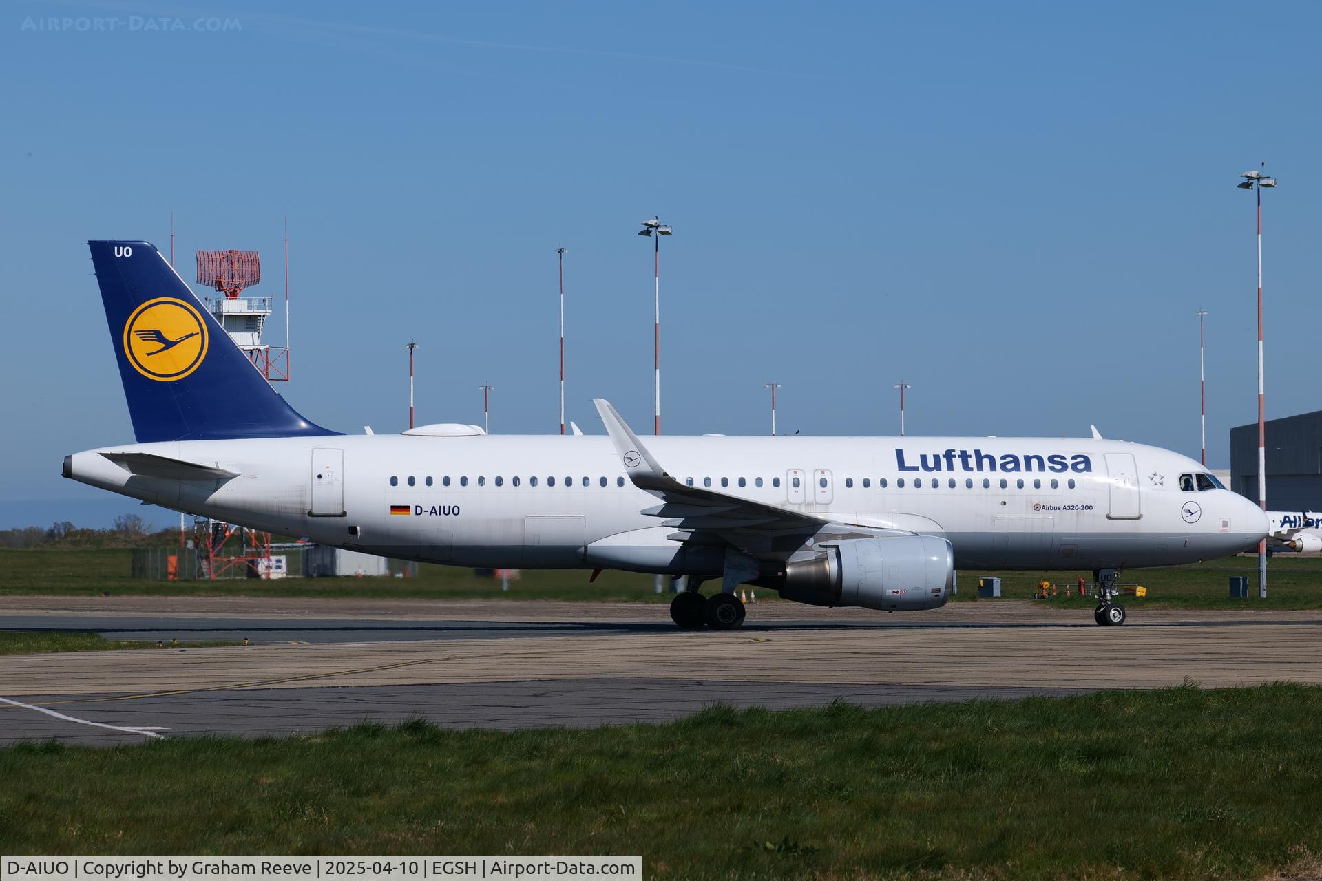 D-AIUO, 2015 Airbus A320-214 C/N 6636, Just landed at Norwich.